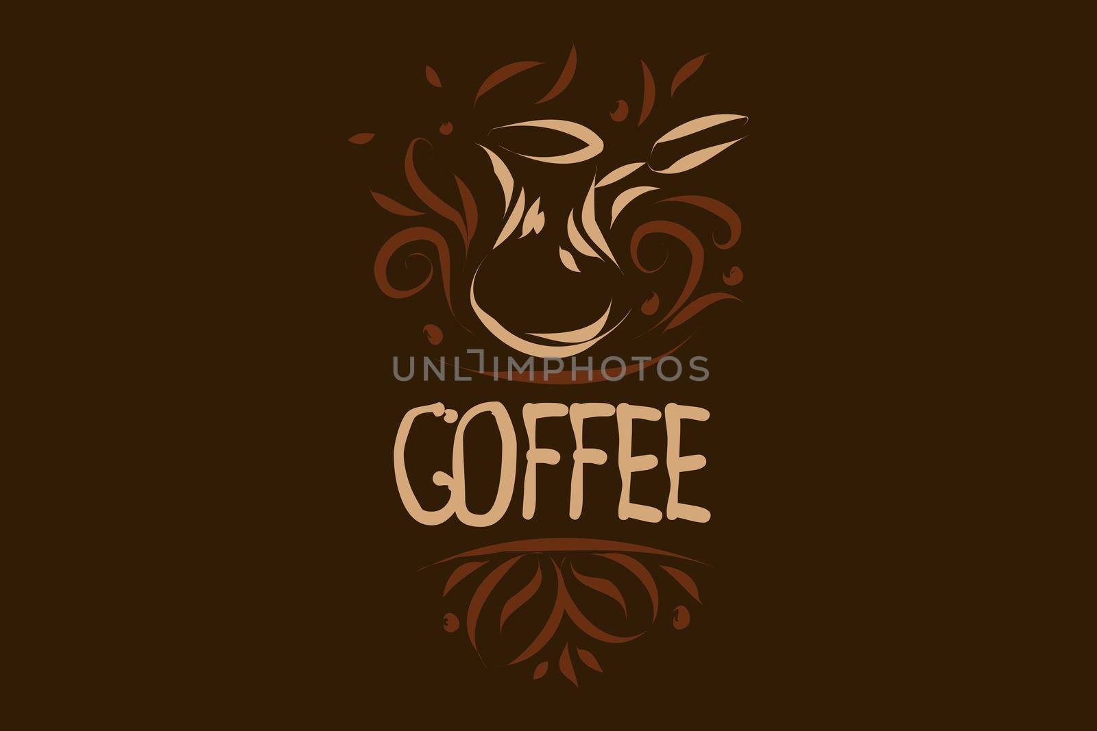 Drawn vector logo for making coffee on a dark background.