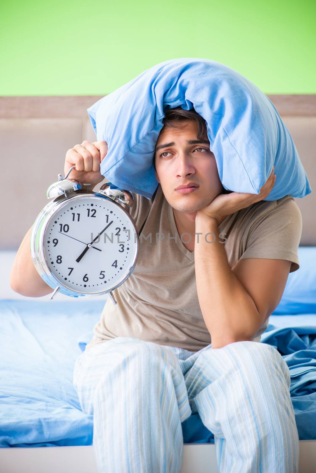 Man having trouble with his sleep