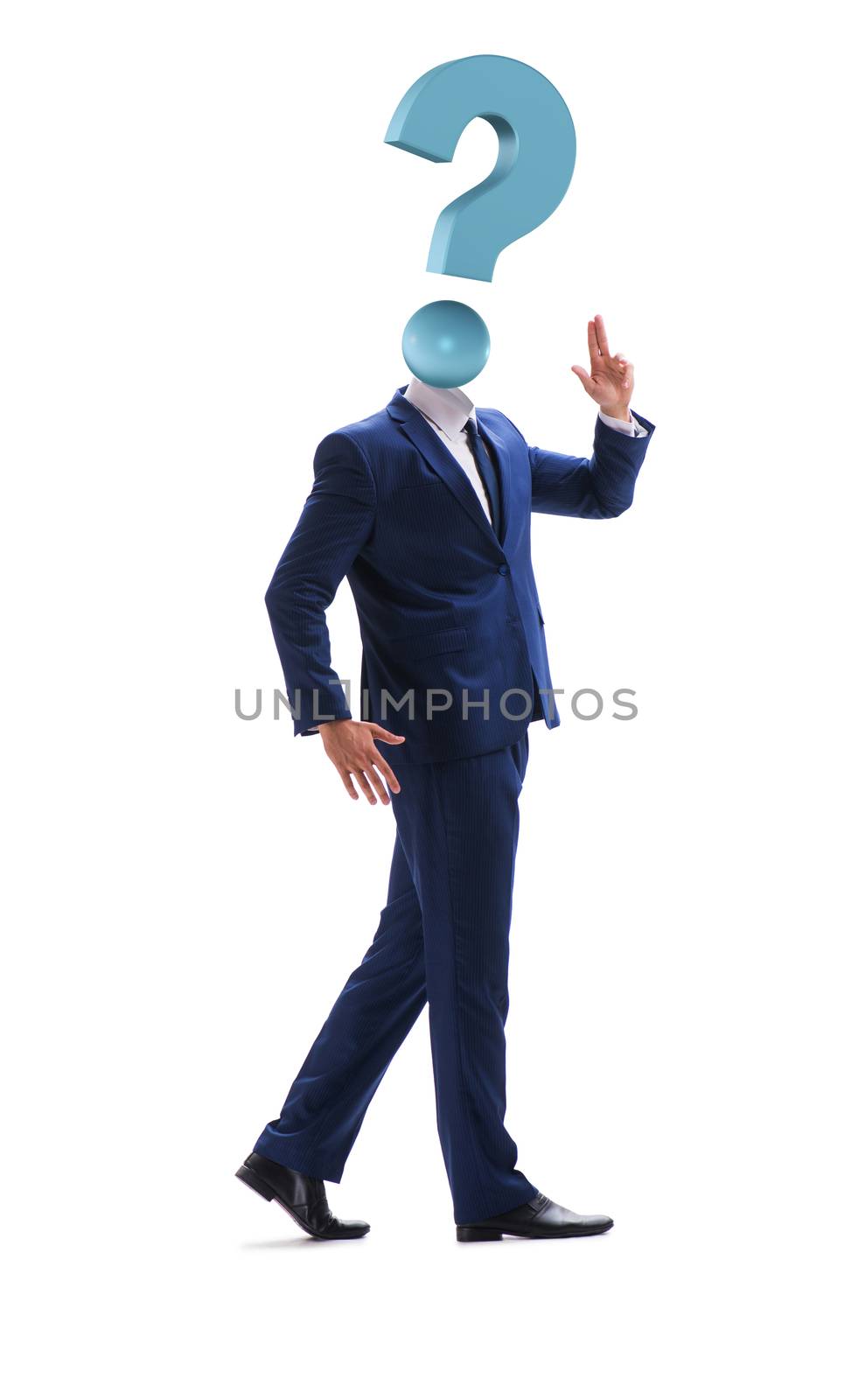  Businessman with question mark instead of his head