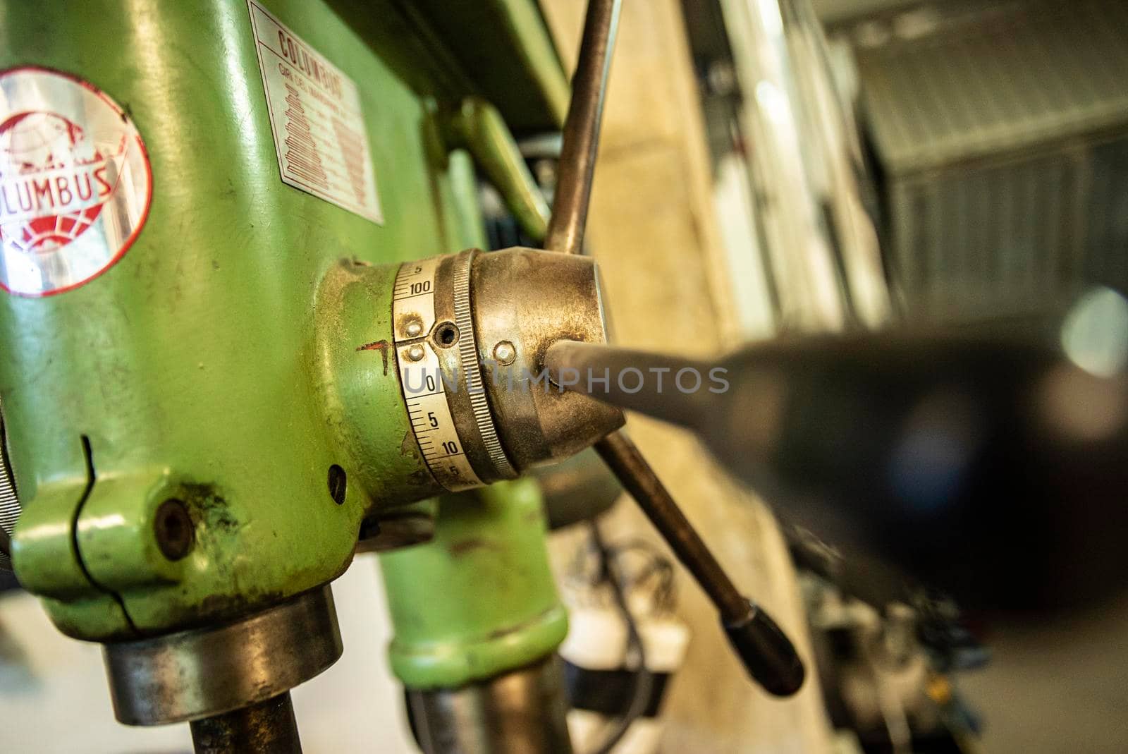 MILAN, ITALY 28 MARCH 2021: Drill chuck detail in the workshop
