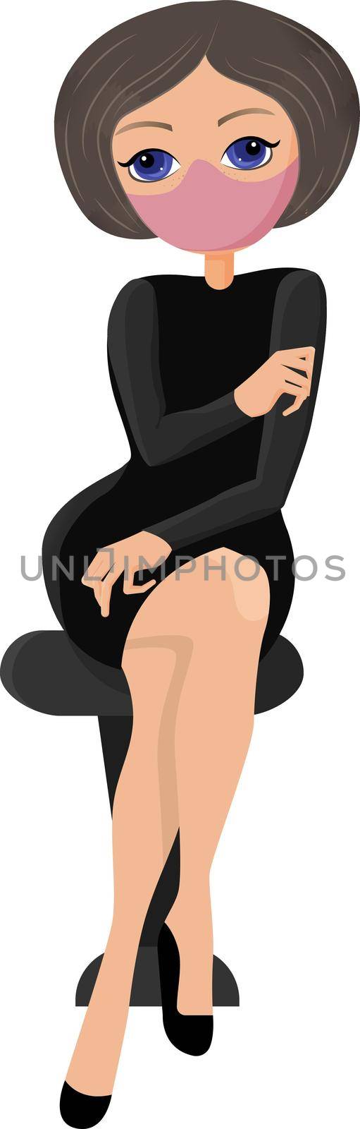 Business woman wearing protective mask vector illustration