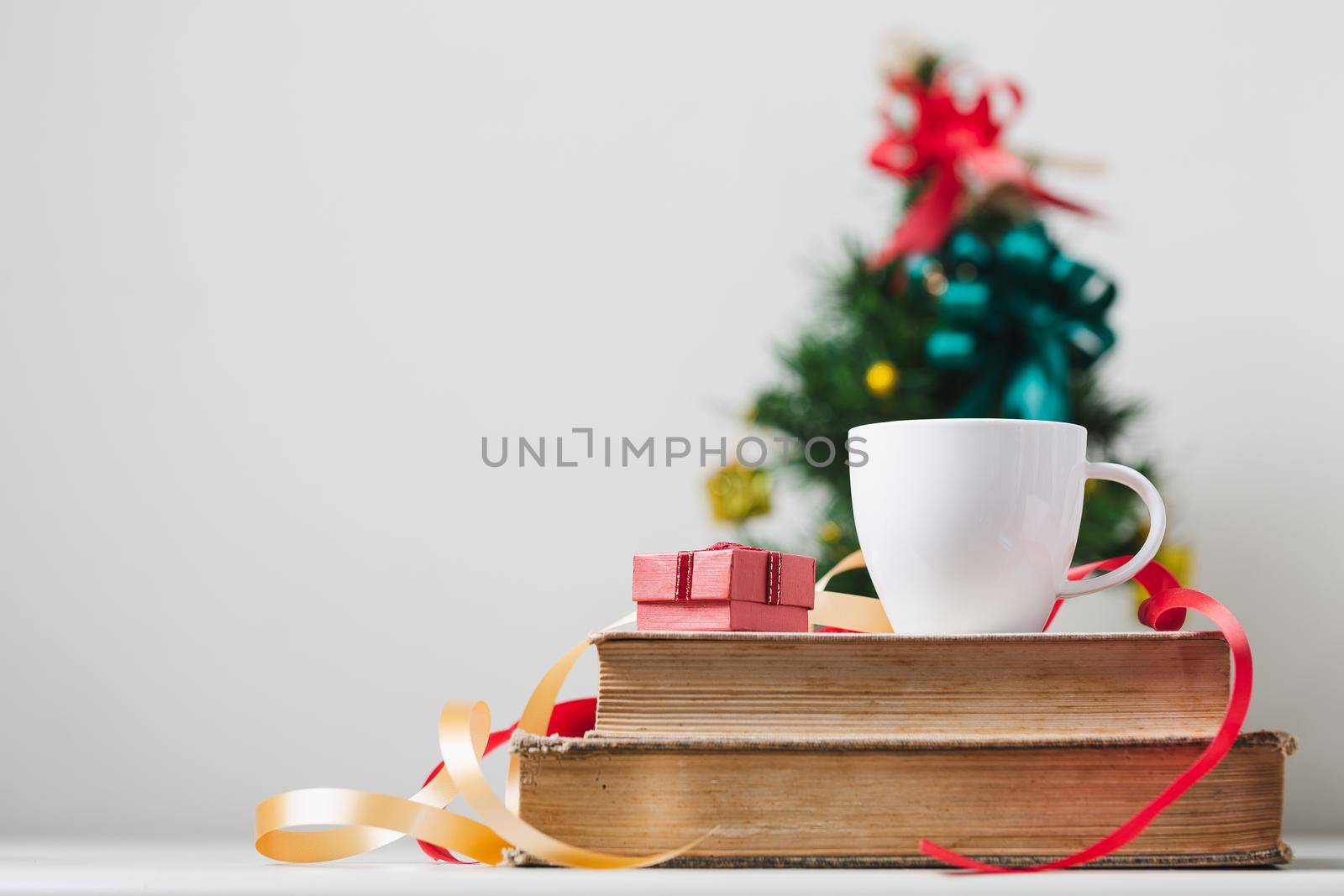 Christmas or new year decoration with coffee table