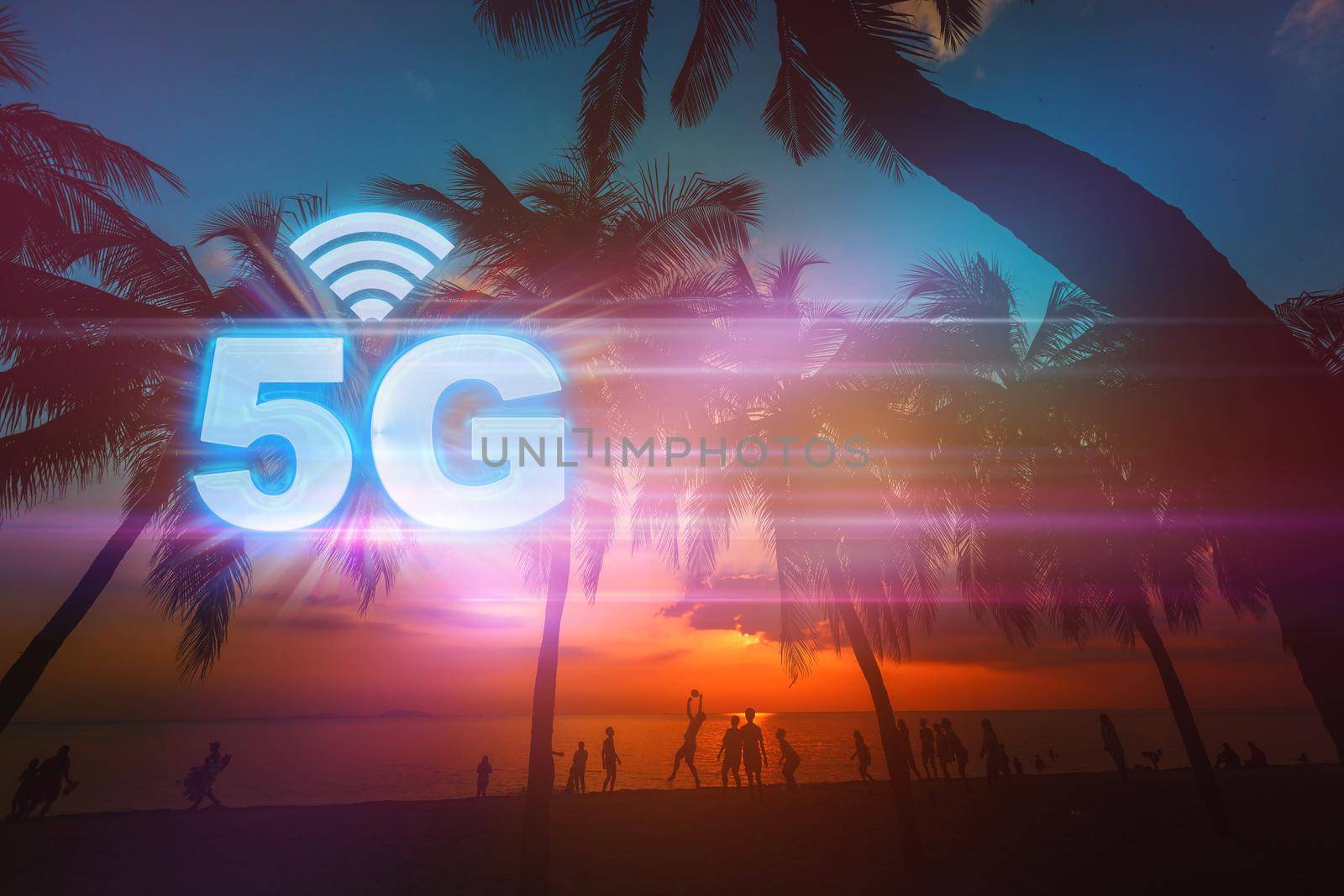 5G Advanced technology background, Abstract 5G concept illustration, internet big data 