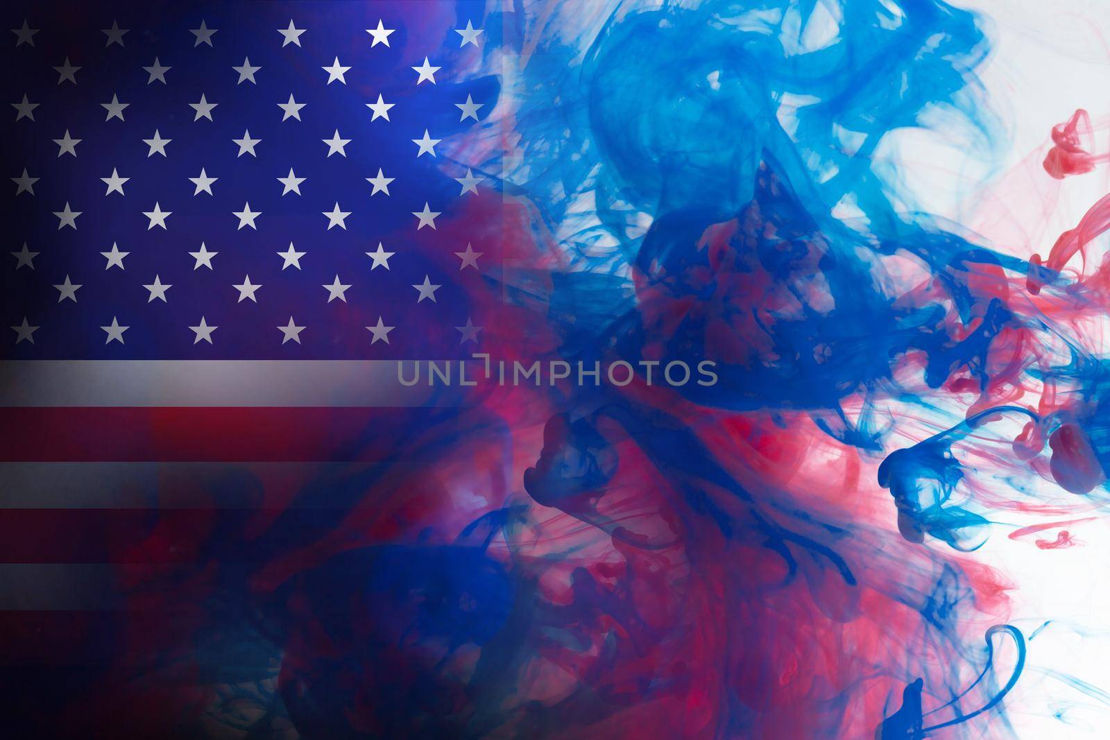 American flag, USA clouds mystic flags placed Thick colored silky abstract clouds flags