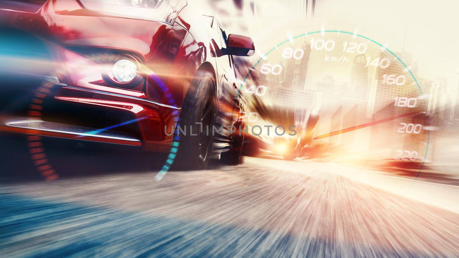 Sports car faster speed with copy space, Motion speed