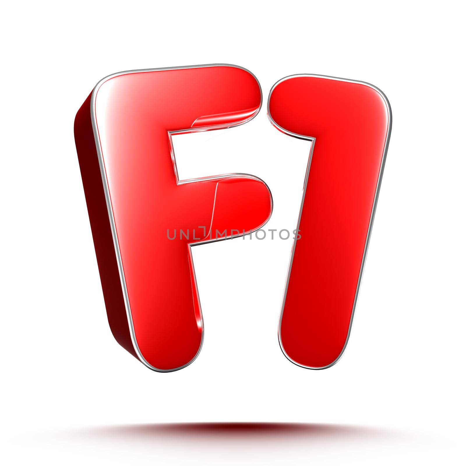 F1 red 3D illustration on white background with clipping path.