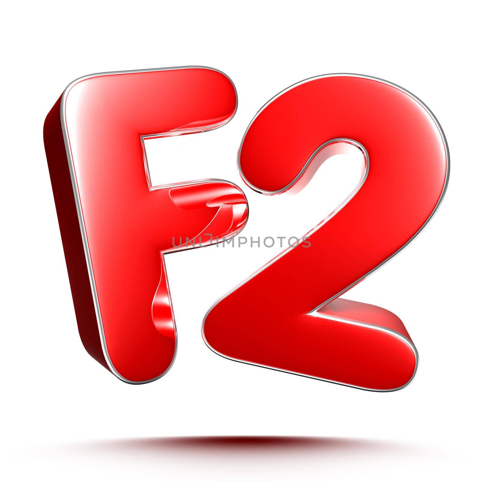 F2 red 3D illustration on white background with clipping path. by thitimontoyai