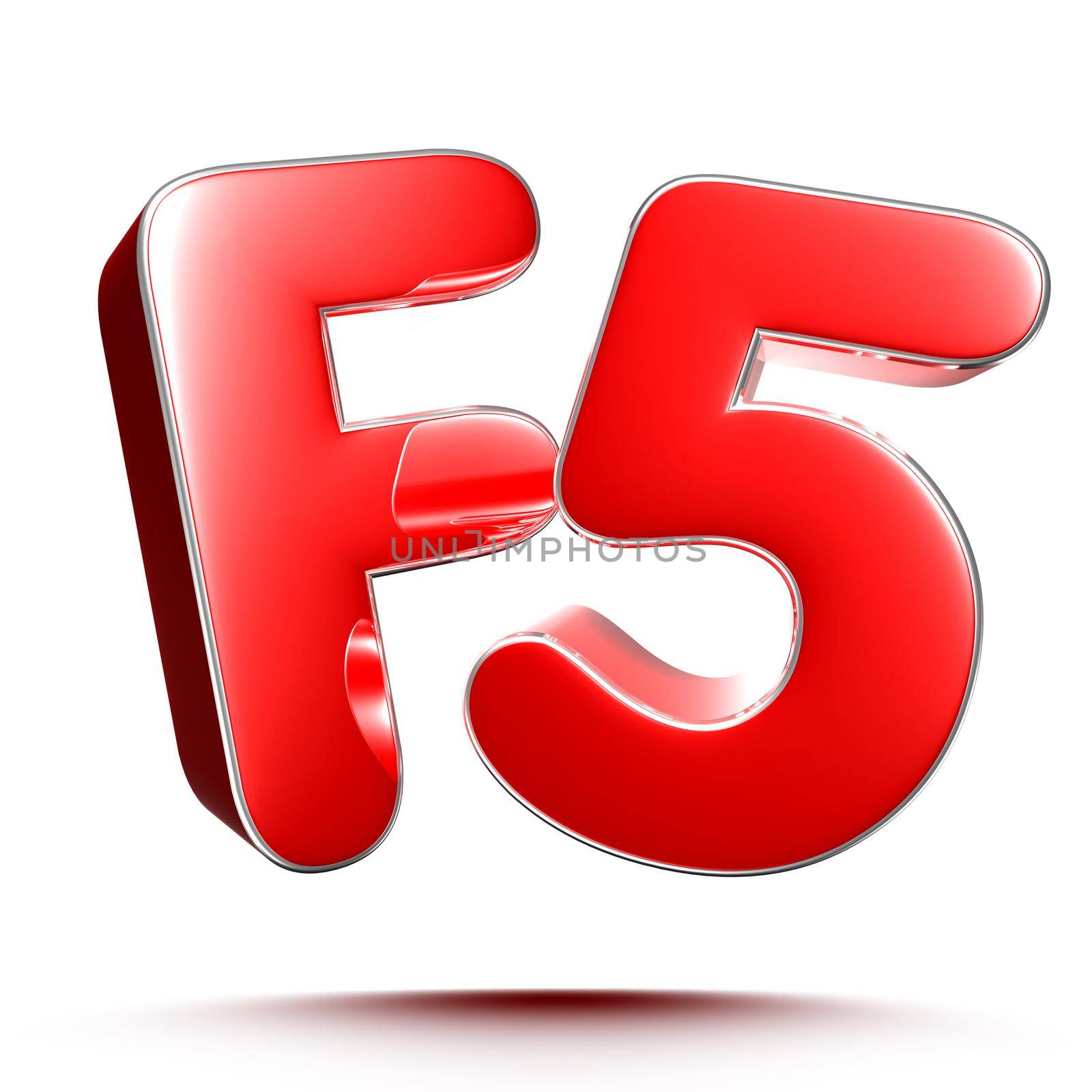 F5 red 3D illustration on white background with clipping path. by thitimontoyai