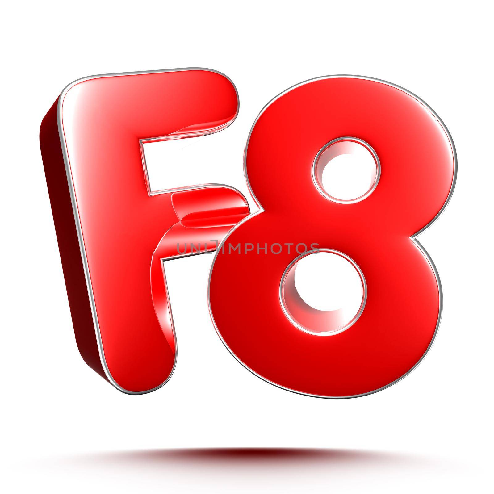 F8 red 3D illustration on white background with clipping path. by thitimontoyai