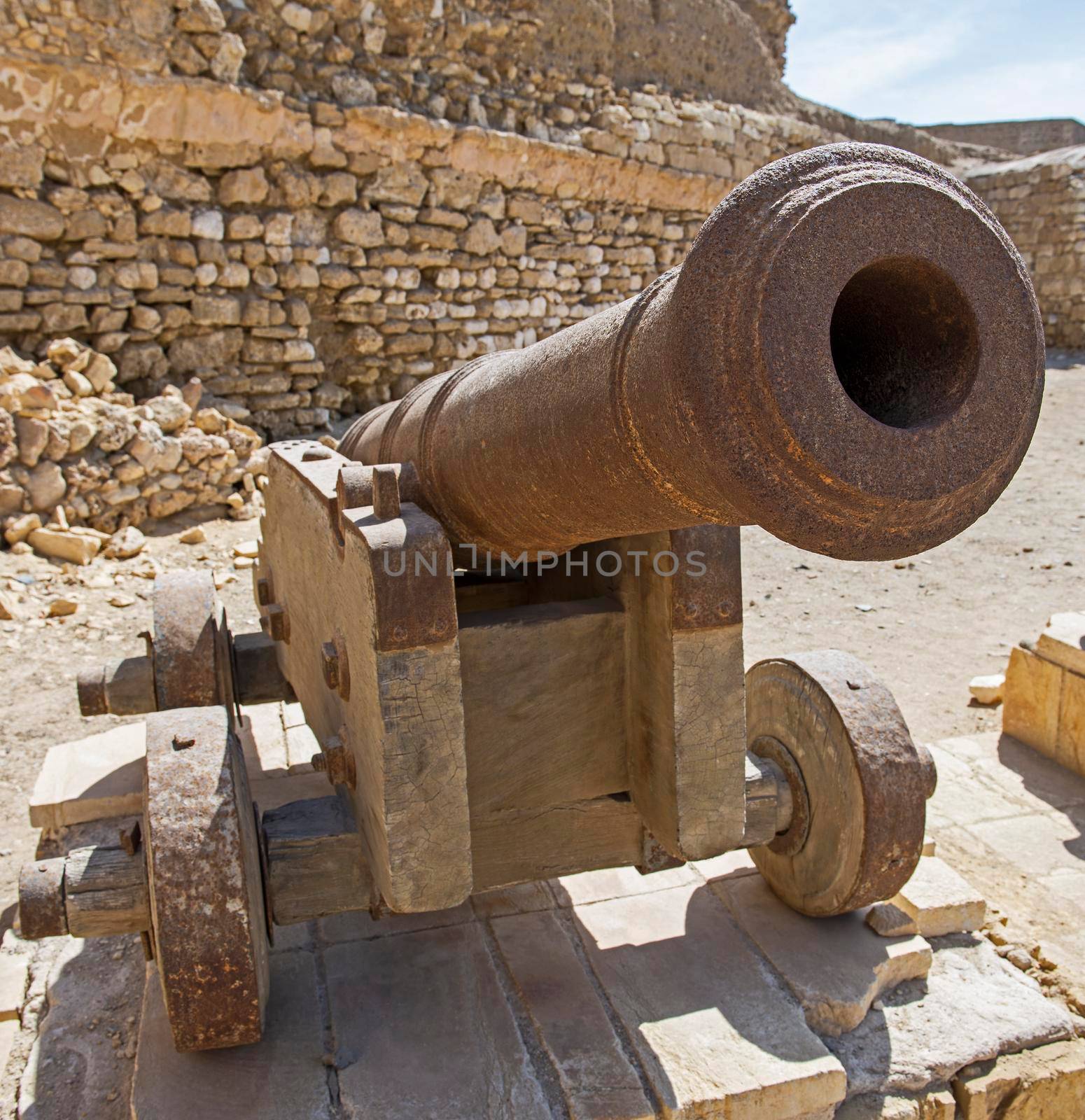 Old abandoned napoleonic canon at an abandoned roman fort in El Quseir Egypt