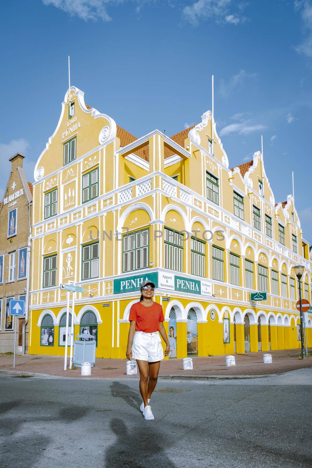 Willemstad, Curacao. Dutch Antilles. Colourful Buildings attracting tourists from all over the world. Blue sky sunny day Curacao by fokkebok