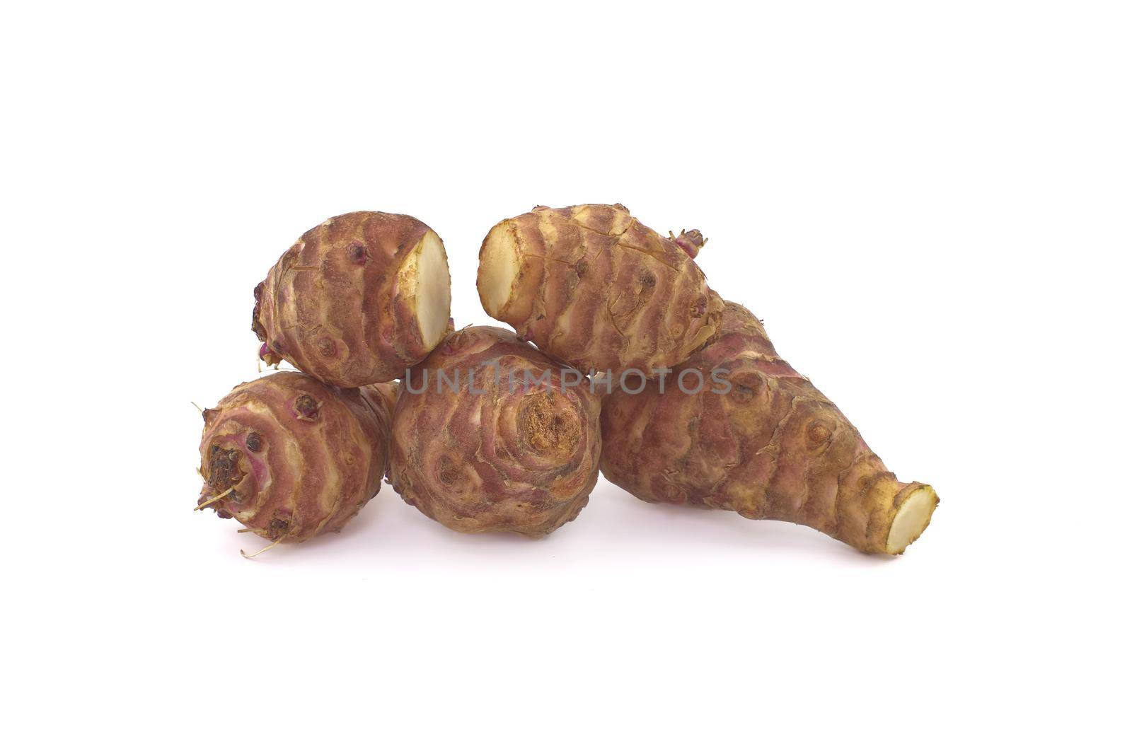 Jerusalem Artichoke (Sunchoke) isolated on white background