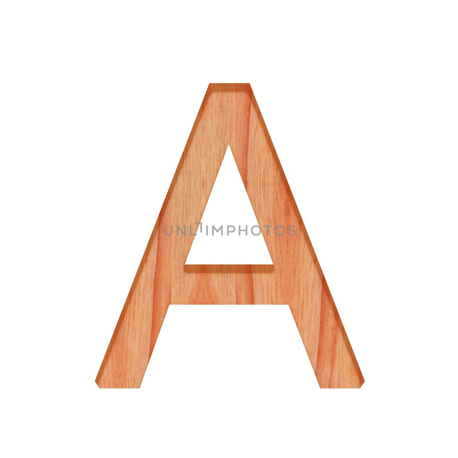 wooden vintage alphabet letter pattern beautiful 3d isolated on white background, capital letter A