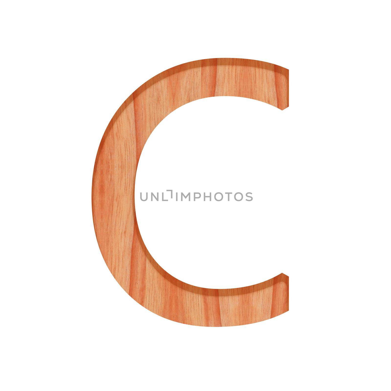 wooden vintage alphabet letter pattern beautiful 3d isolated on white background, capital letter C