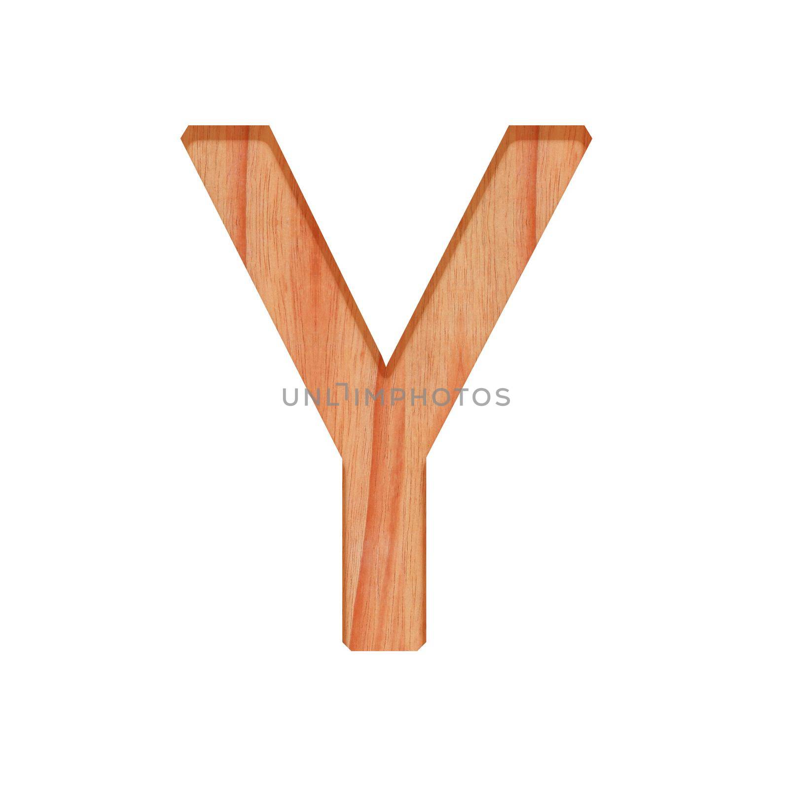 wooden letter pattern beautiful 3d isolated on white background, design alphabet Y