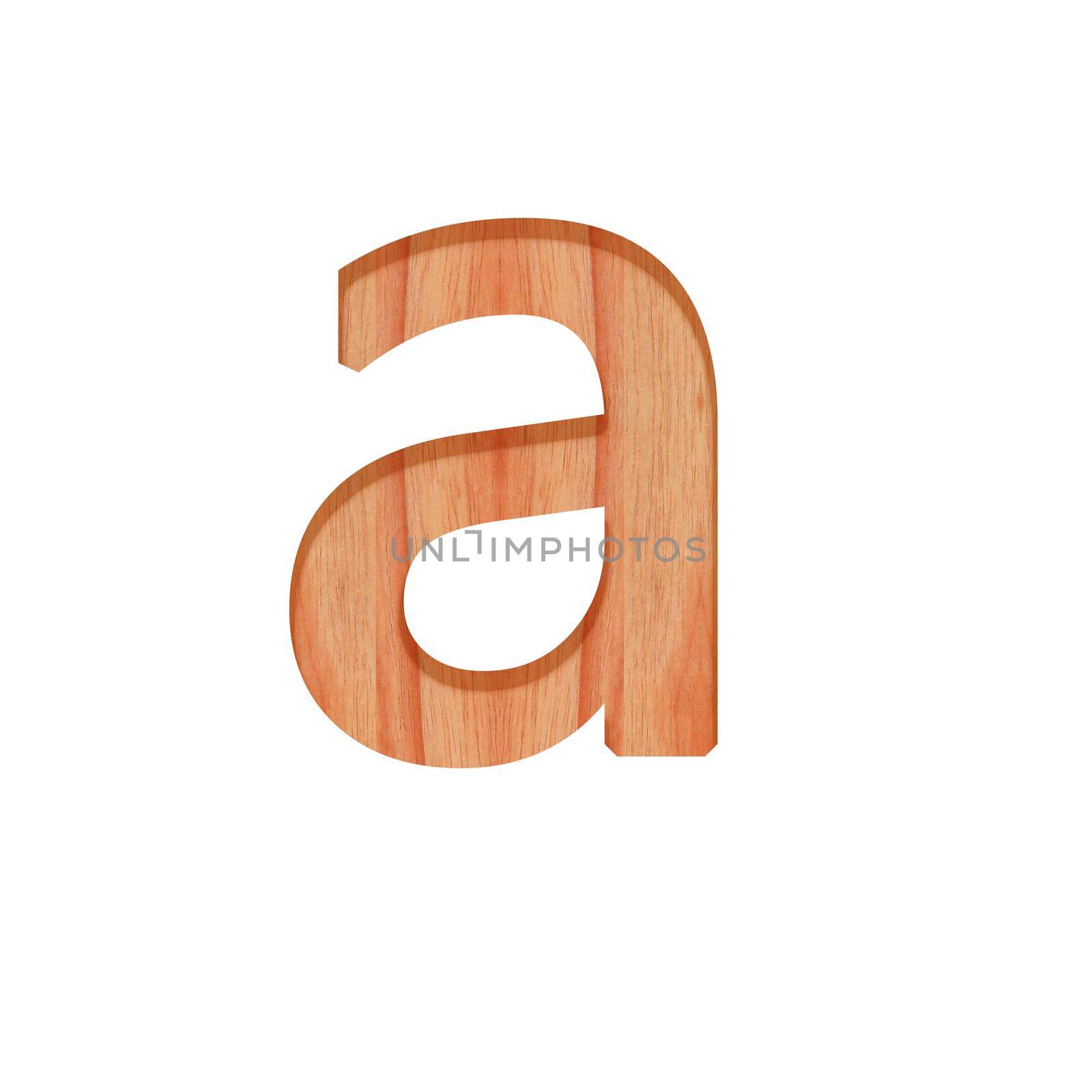 alphabet small wooden vintage. lowercase letter  pattern beautiful 3d isolated on white background ( design consonant a ) by pramot