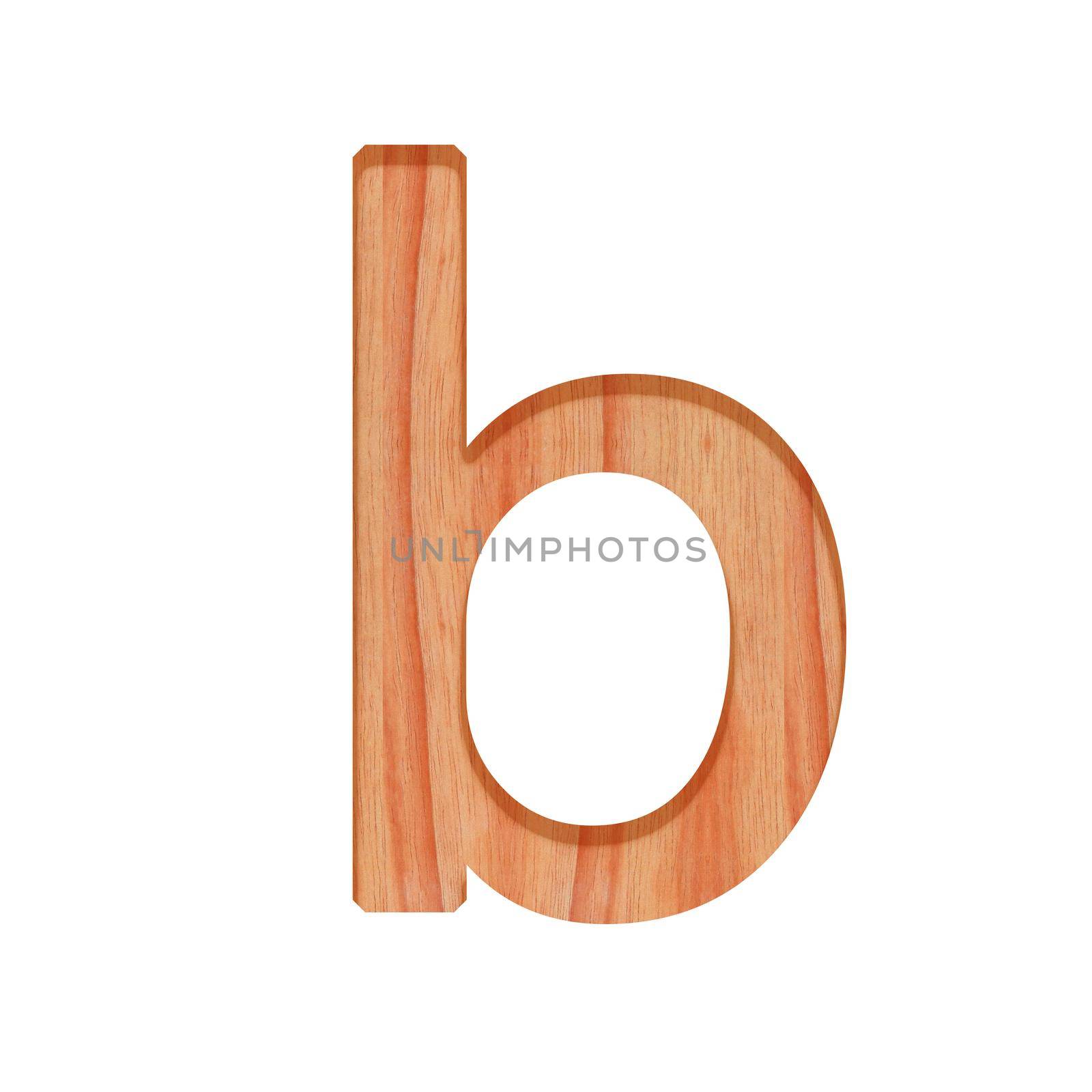 alphabet small wooden vintage. lowercase letter  pattern beautiful 3d isolated on white background ( design consonant b )