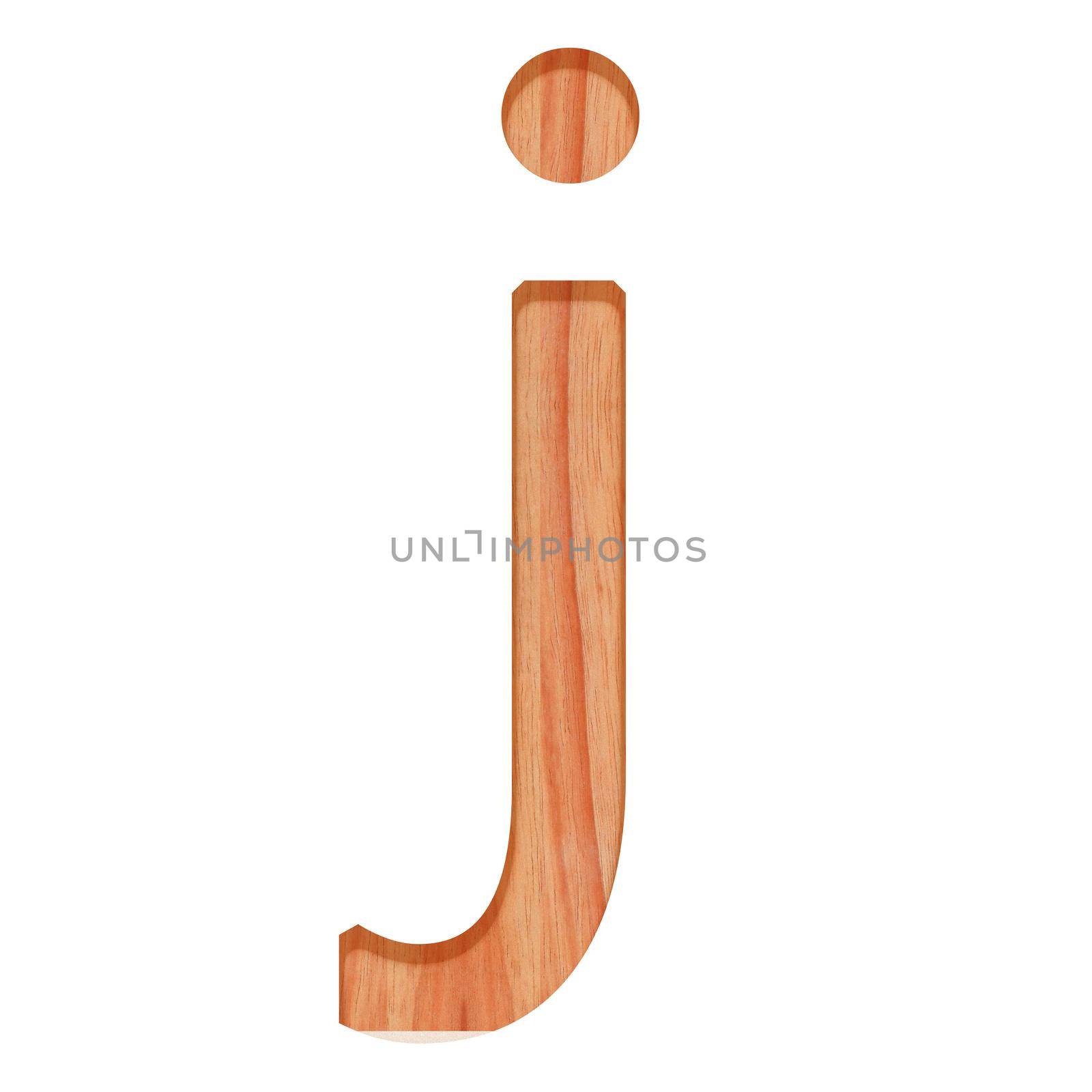 alphabet small wooden vintage. lowercase letter  pattern beautiful 3d isolated on white background ( design consonant j )
