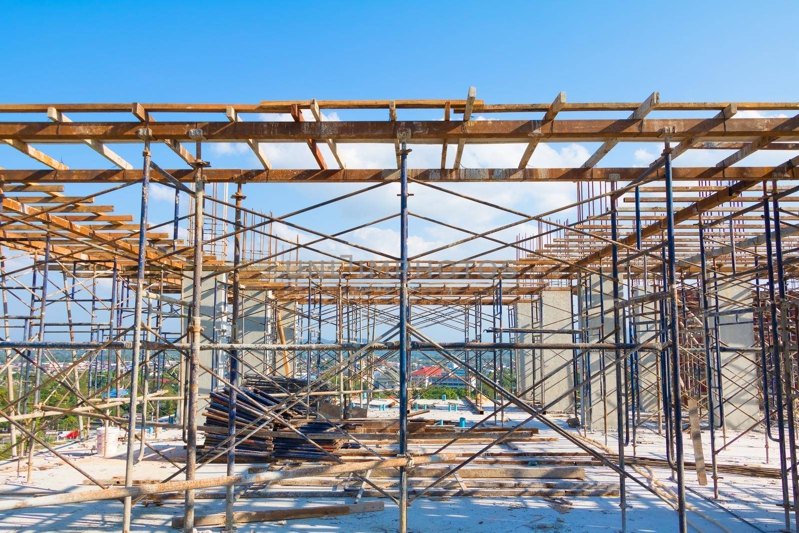 building structure outside Construction site on High rise by pramot