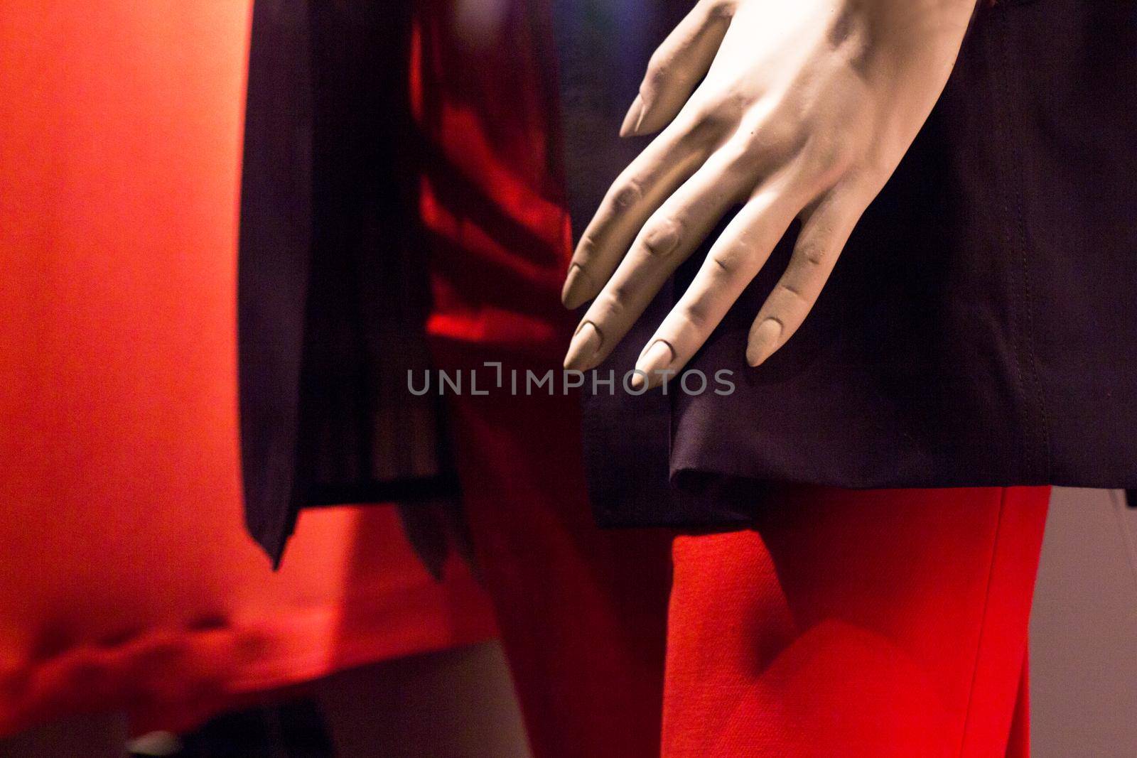 Womans hand of a mannequin. No people. Copy space