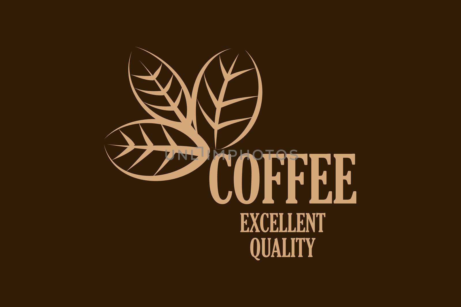 Vector logo of coffee leaves. Isolated on a dark background.