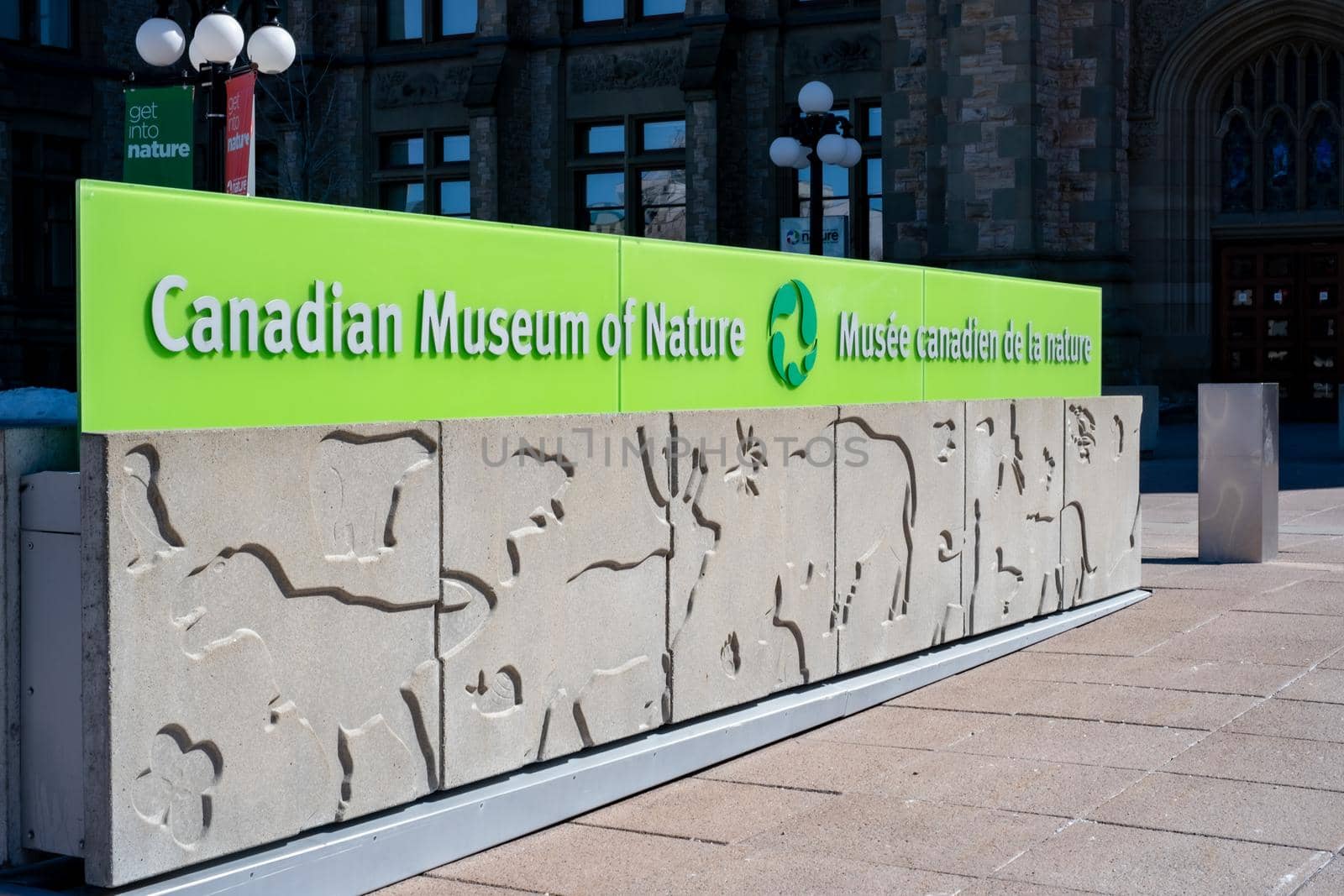 Ottawa, Ontario, Canada - March 20, 2021: The sign at the entrance to the Canadian Museum of Nature.