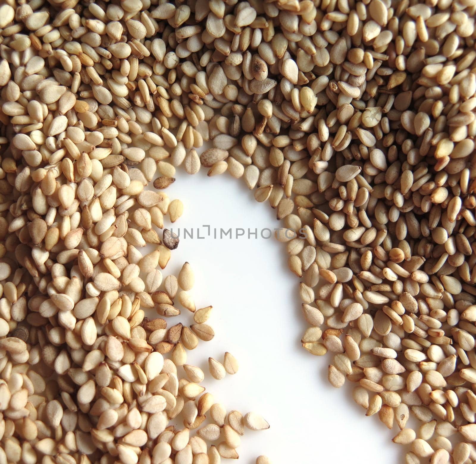 background of sesame seeds on a white background