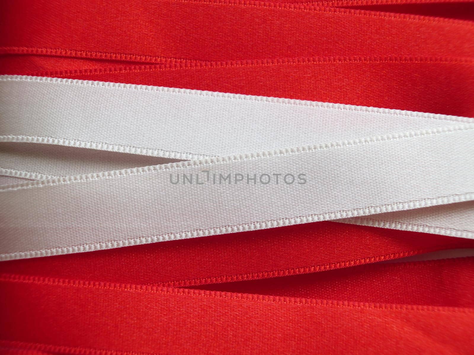 Austria flag or banner made with white and red ribbons