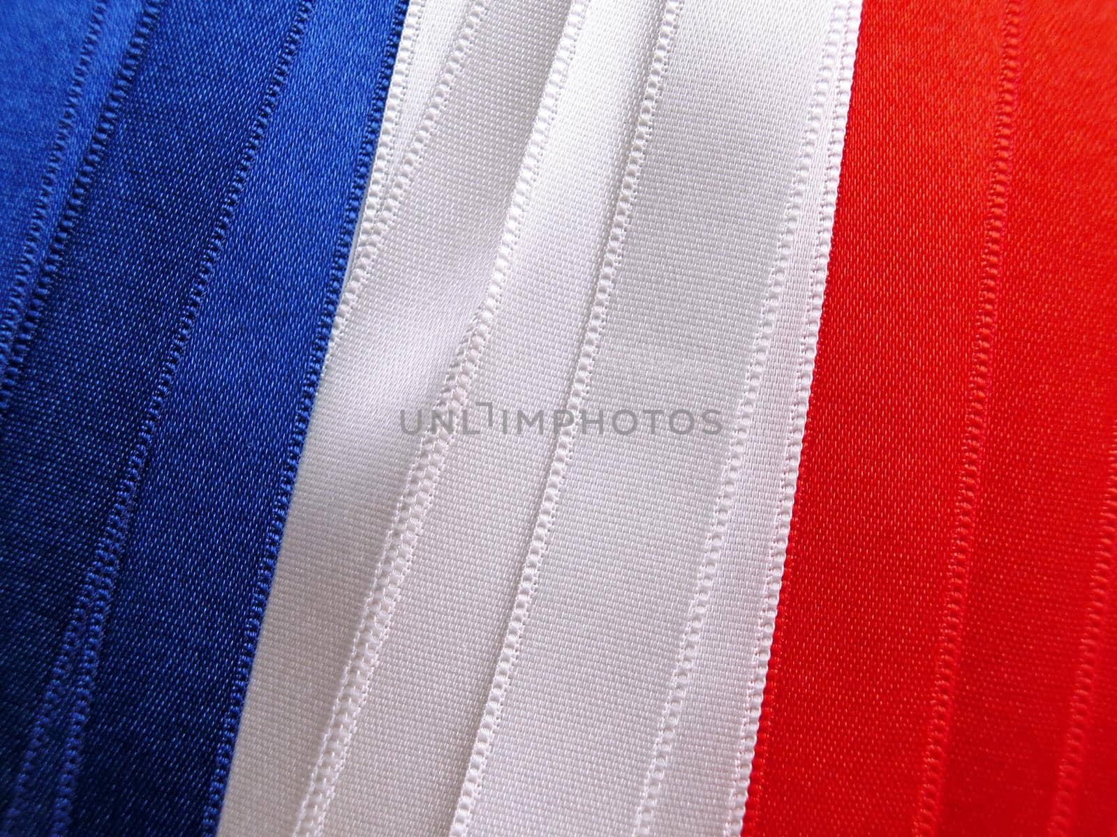 France flag or banner made with red, blue and white ribbons