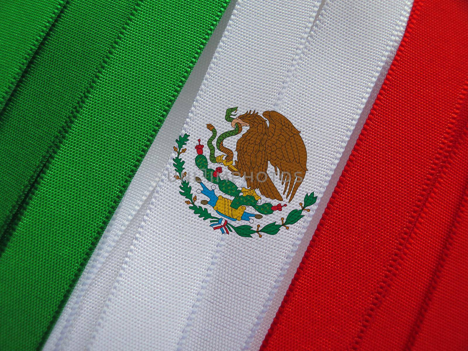 Mexico flag or banner made with red, white and green ribbons