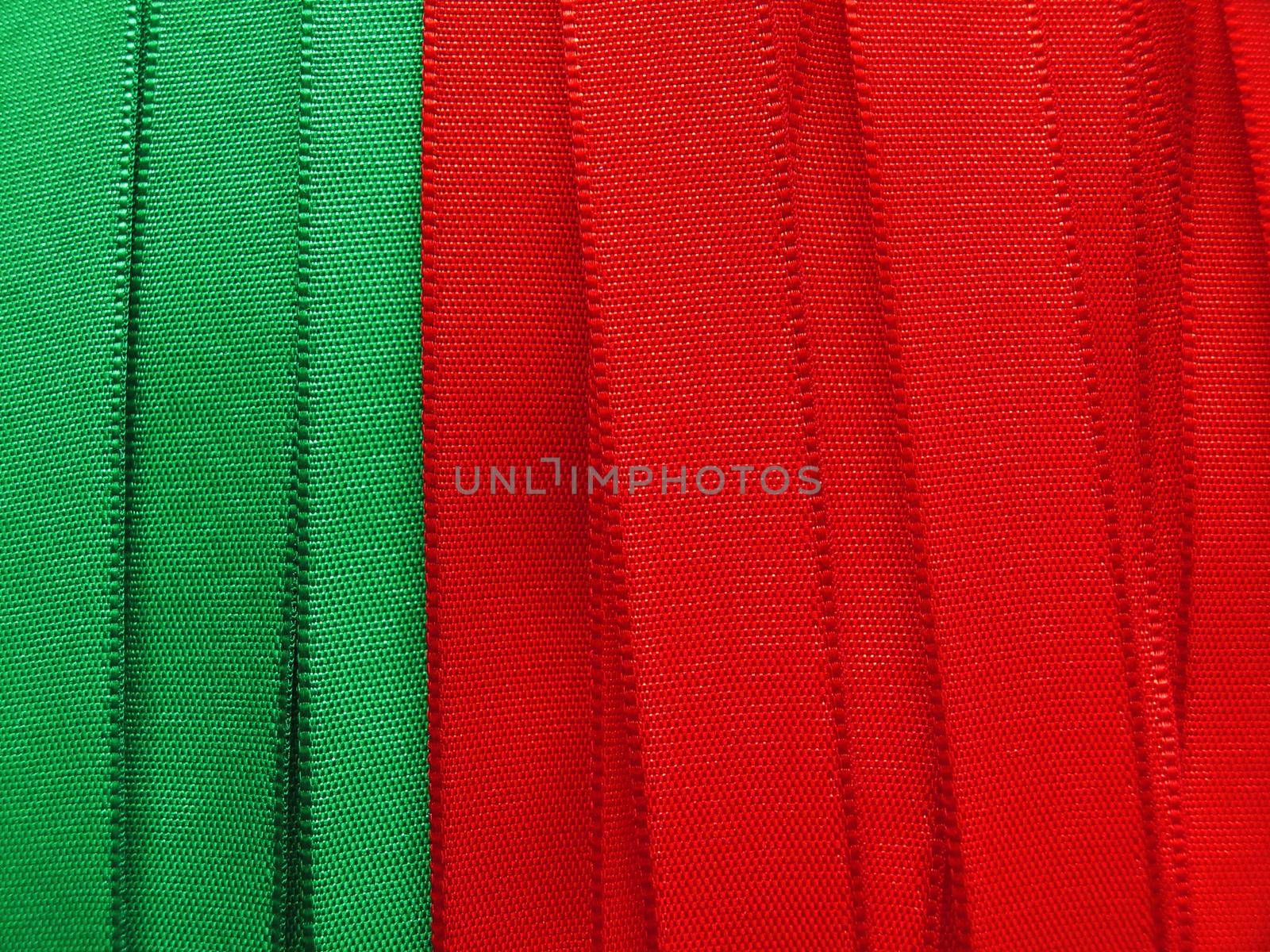 Portugal flag or banner made with red, white and green ribbons