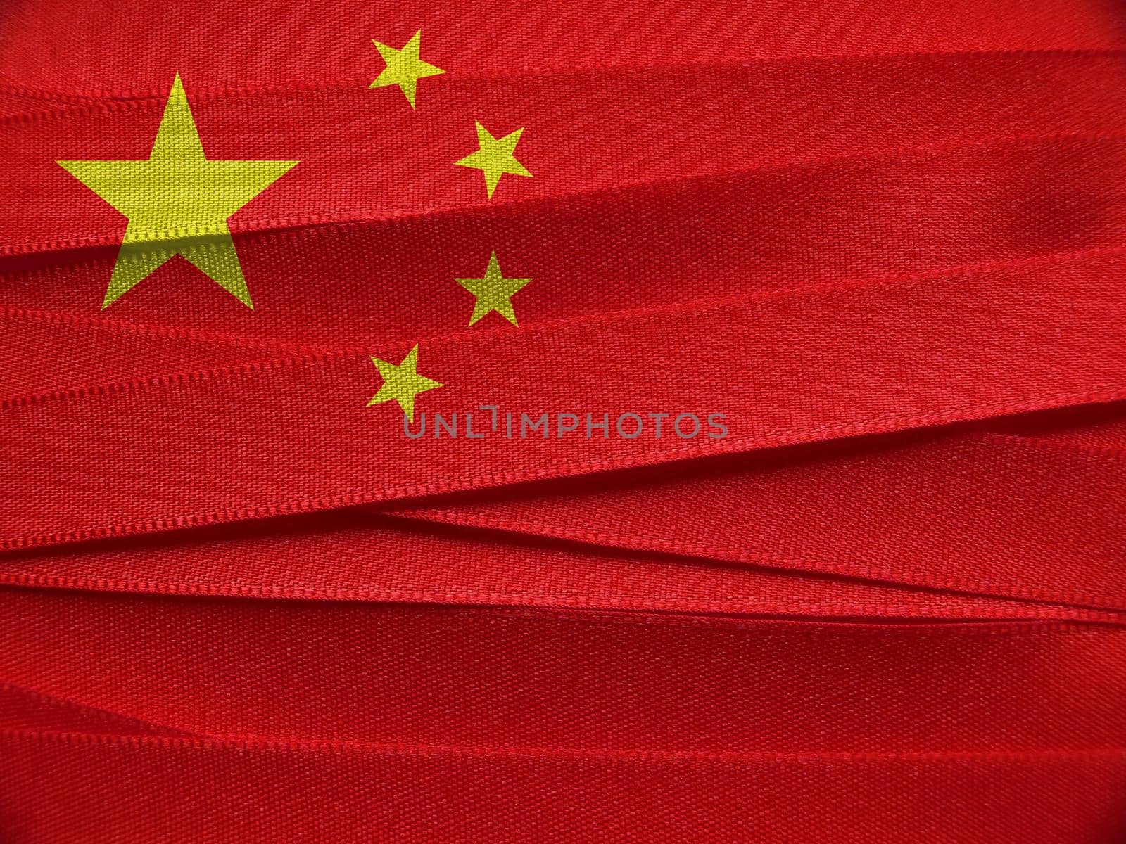 China flag or banner made with red and yellow ribbons