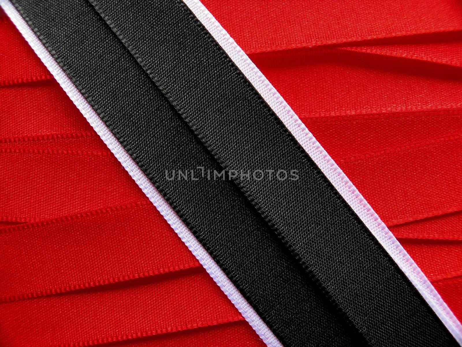 Trinidad and Tobago flag or banner made with red and white ribbons