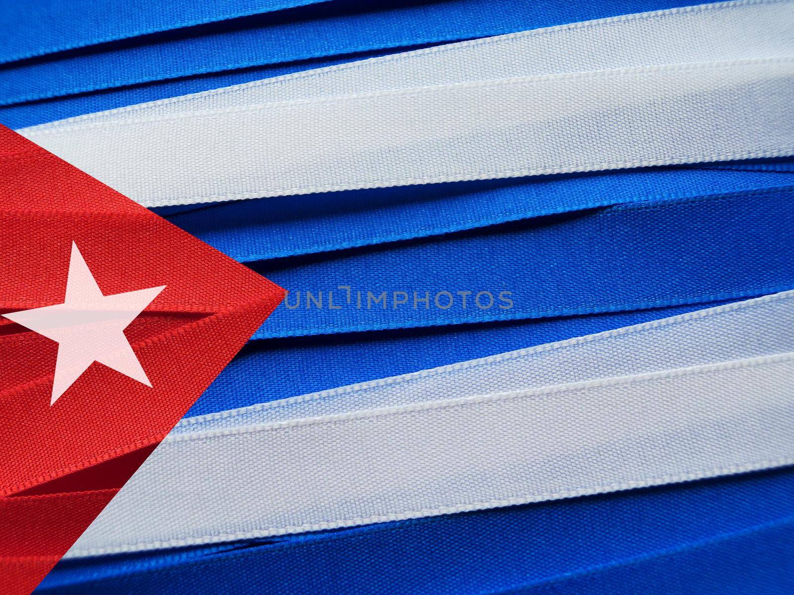 Cuba flag or banner made with red, blue and white ribbons