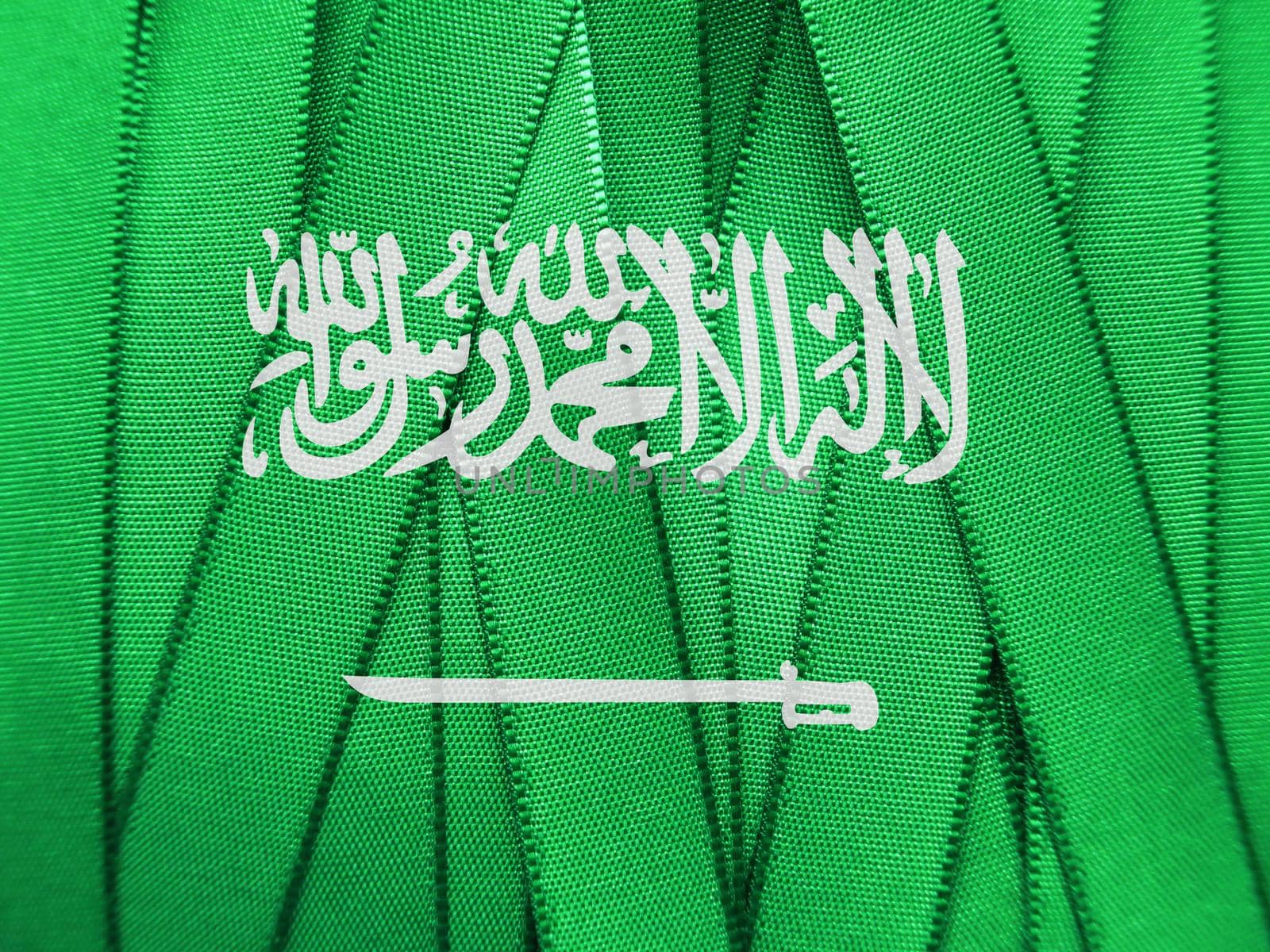 Saudi Arabia flag or banner made with green ribbons