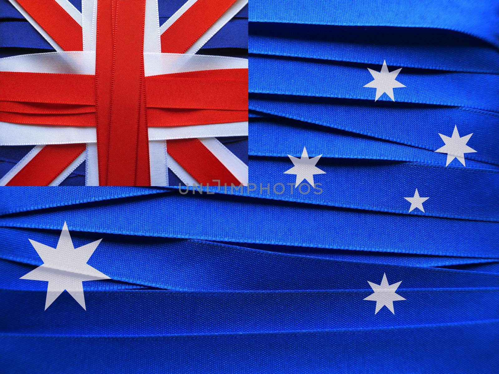 Australia flag or banner made with red ribbons