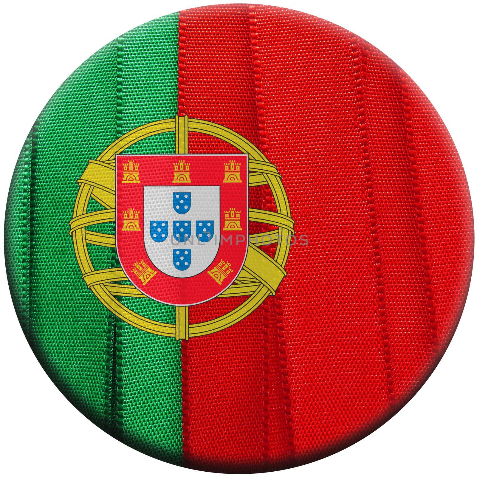 Portugal flag or banner made with red, white and green ribbons