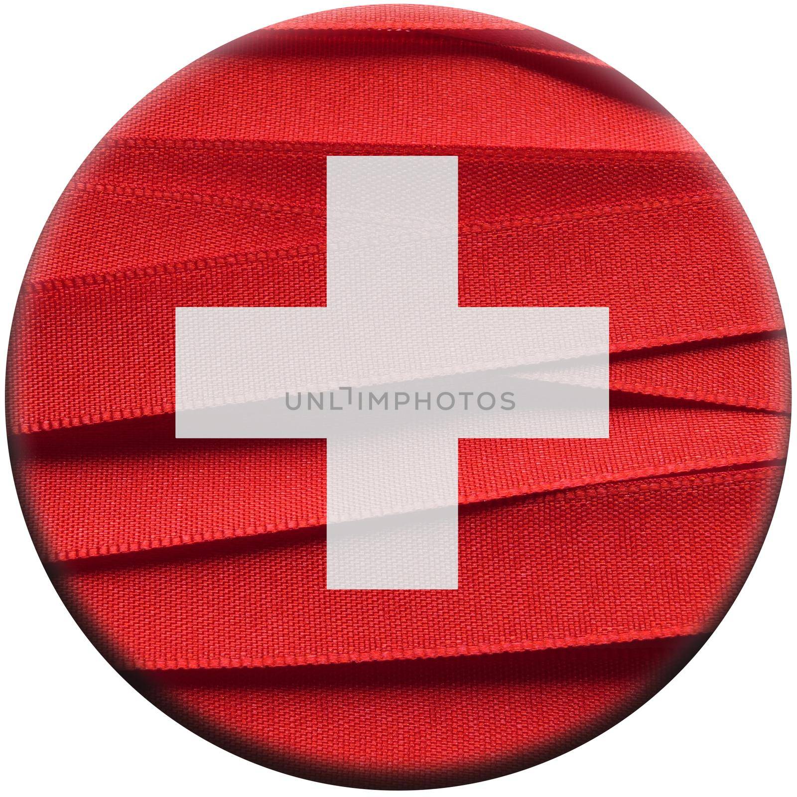 Switzerland flag or banner made with red and white ribbons