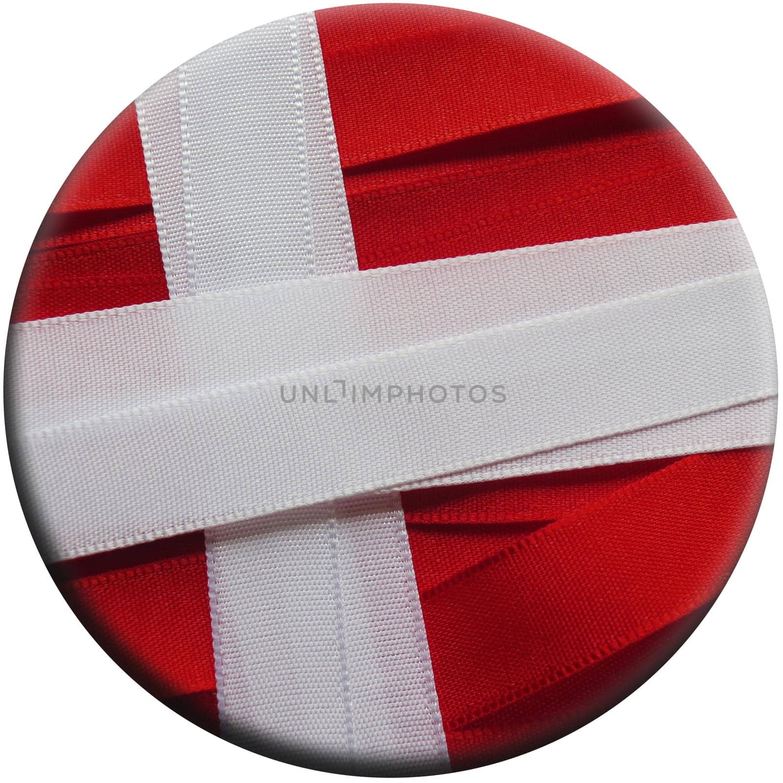 Denmark flag or banner made with red and white ribbons