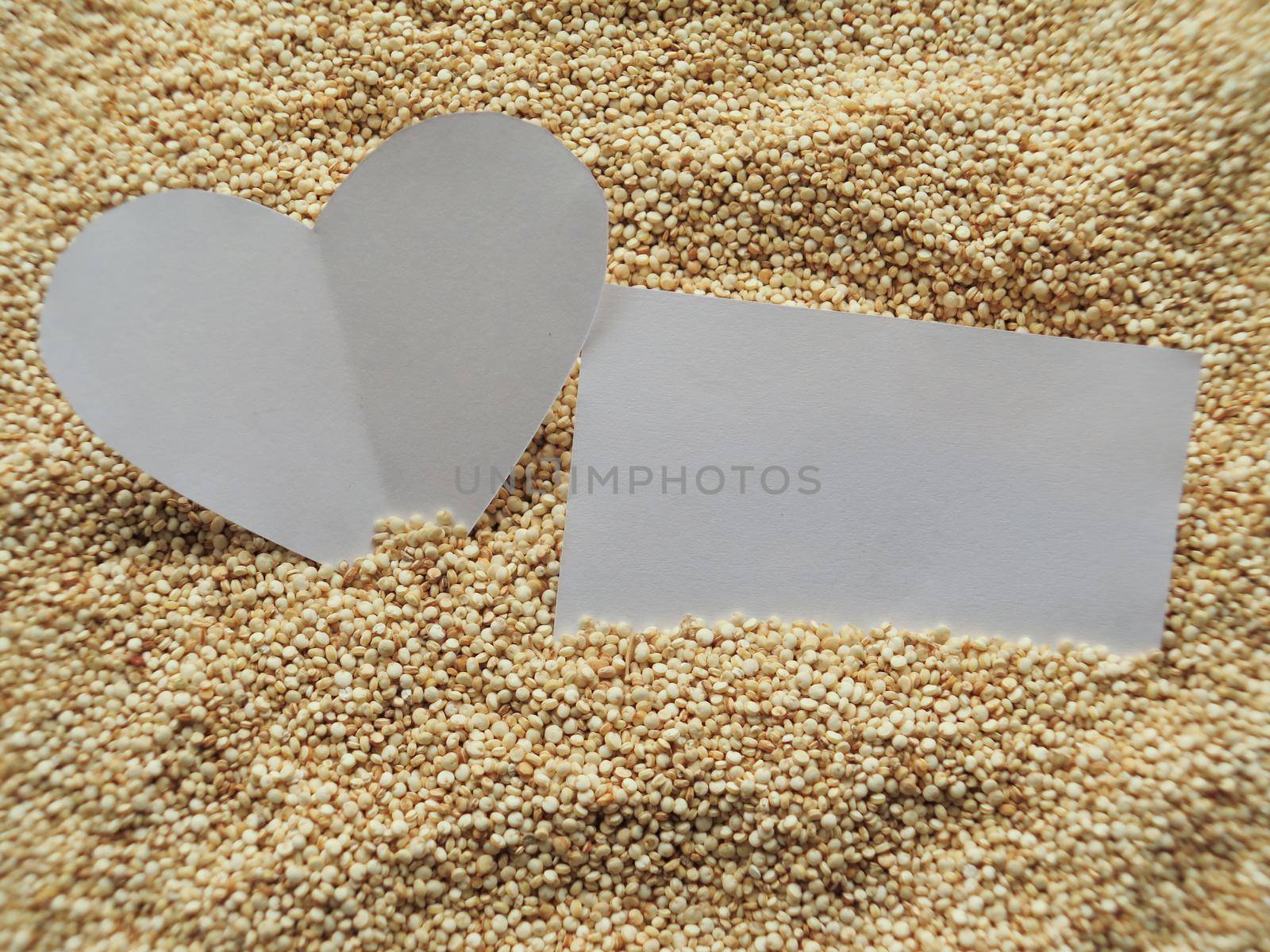 closeup of Heart shape on Raw cous cous semolina by aroas