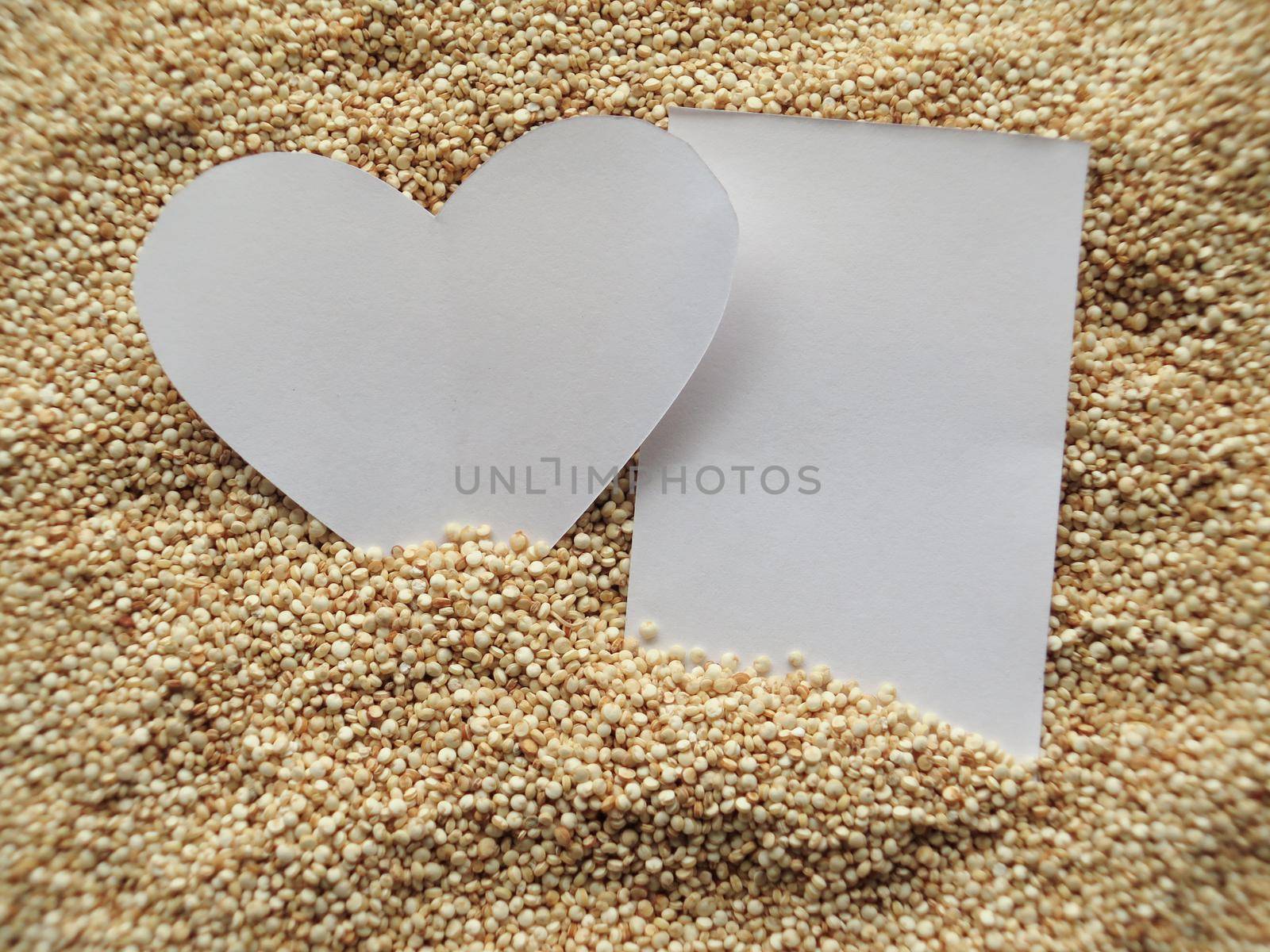 closeup of Heart shape on Raw cous cous semolina by aroas