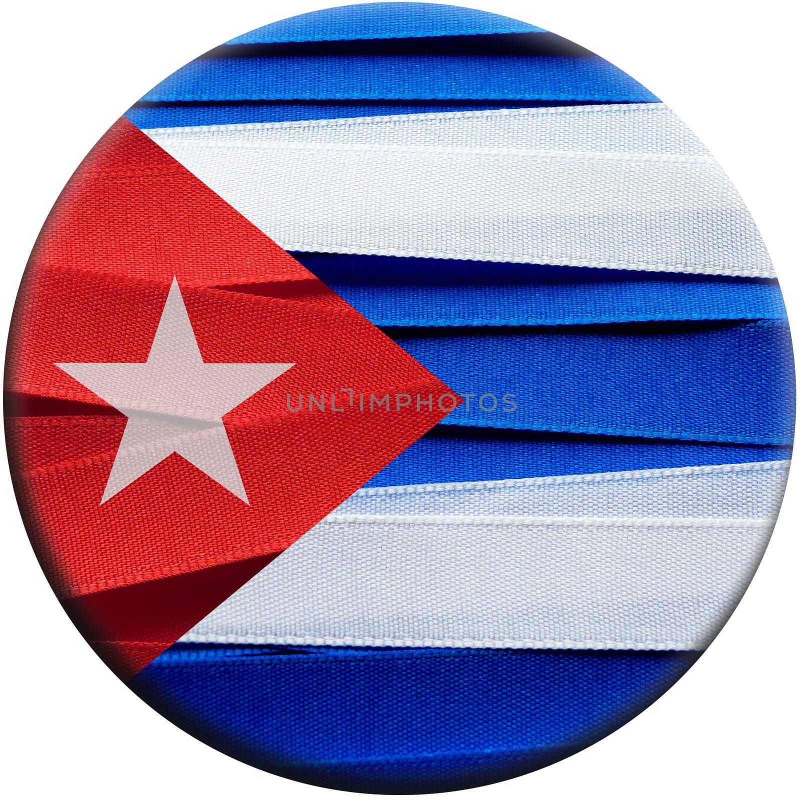 Cuba flag or banner made with red, blue and white ribbons