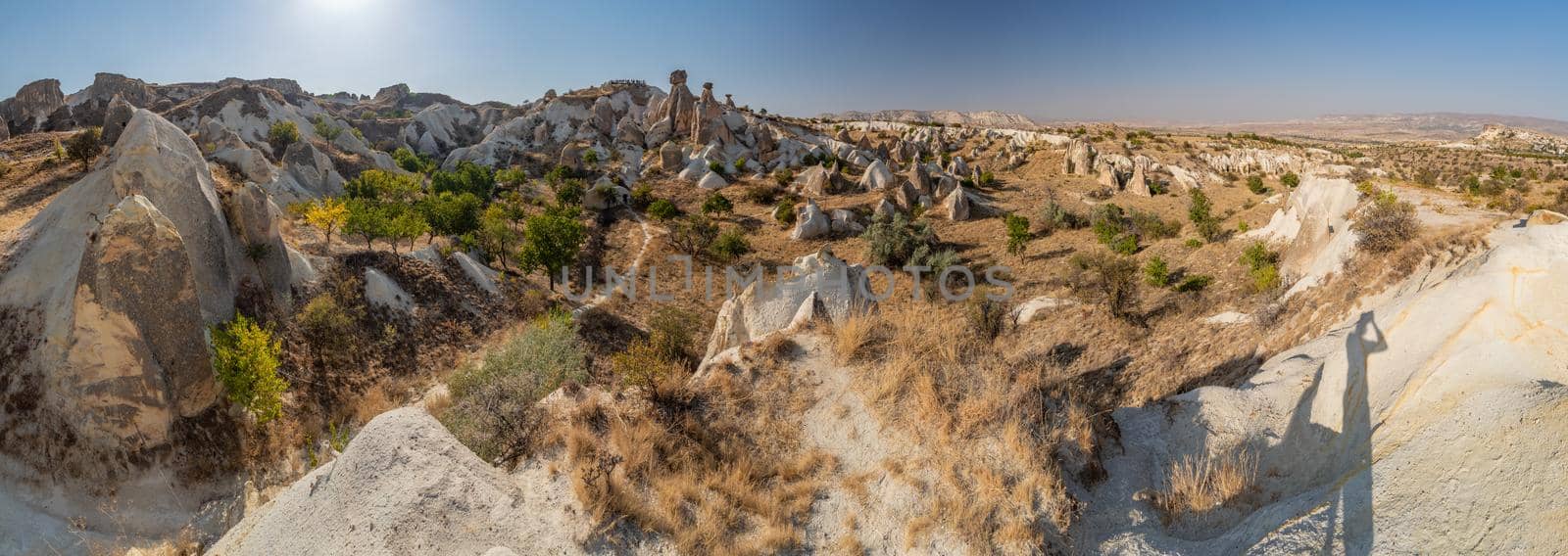 The picturesque panorama of Cappadocia at sunset, amazing Turkey, Mountains and rock formation, big size image, Goreme national park, Love valley, open air museum, ancient region of Anatolia, Unesco. High quality photo