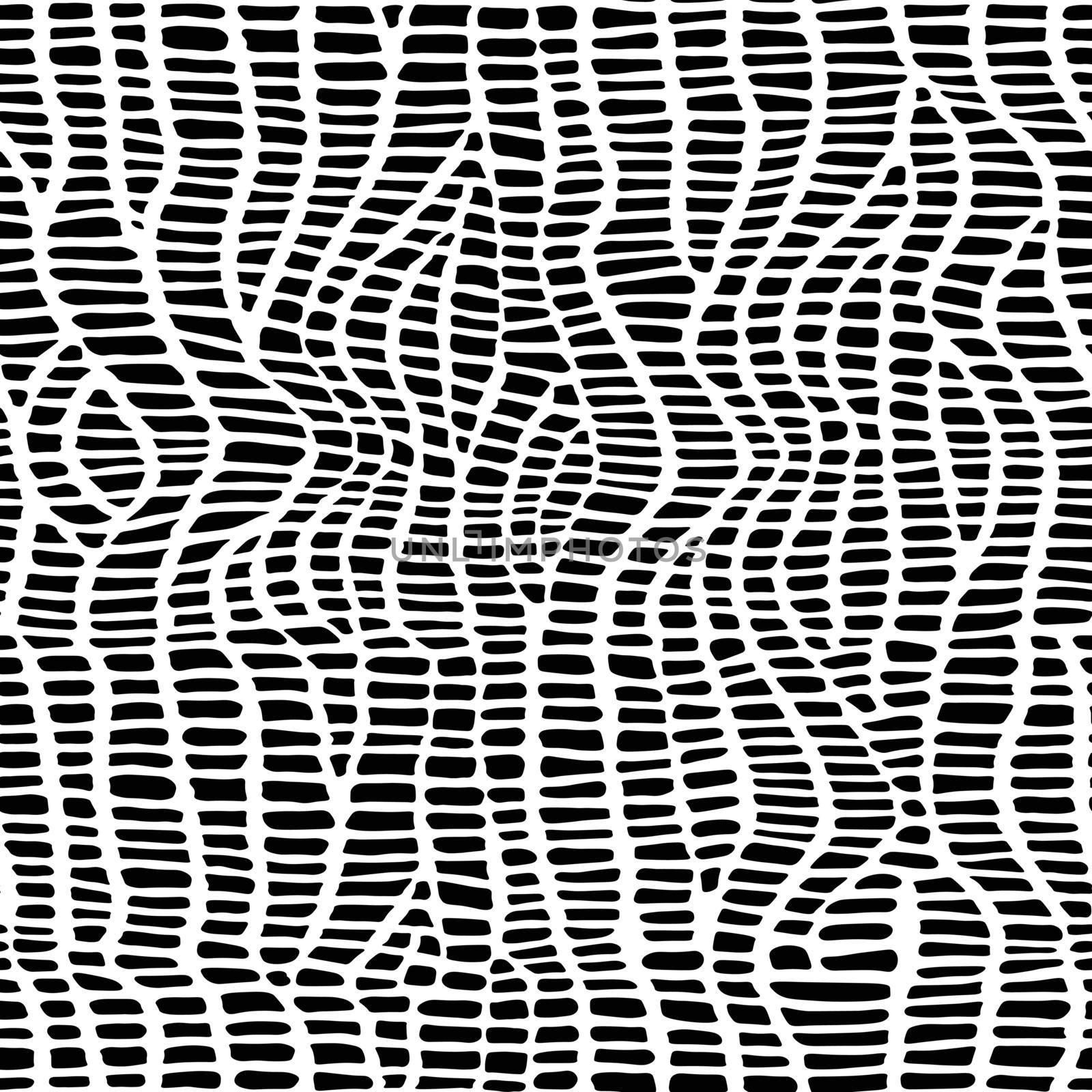 Abstract modern crocodile leather seamless pattern. Animals trendy background. Black and white decorative vector illustration for print, fabric, textile. Modern ornament of stylized alligator skin.