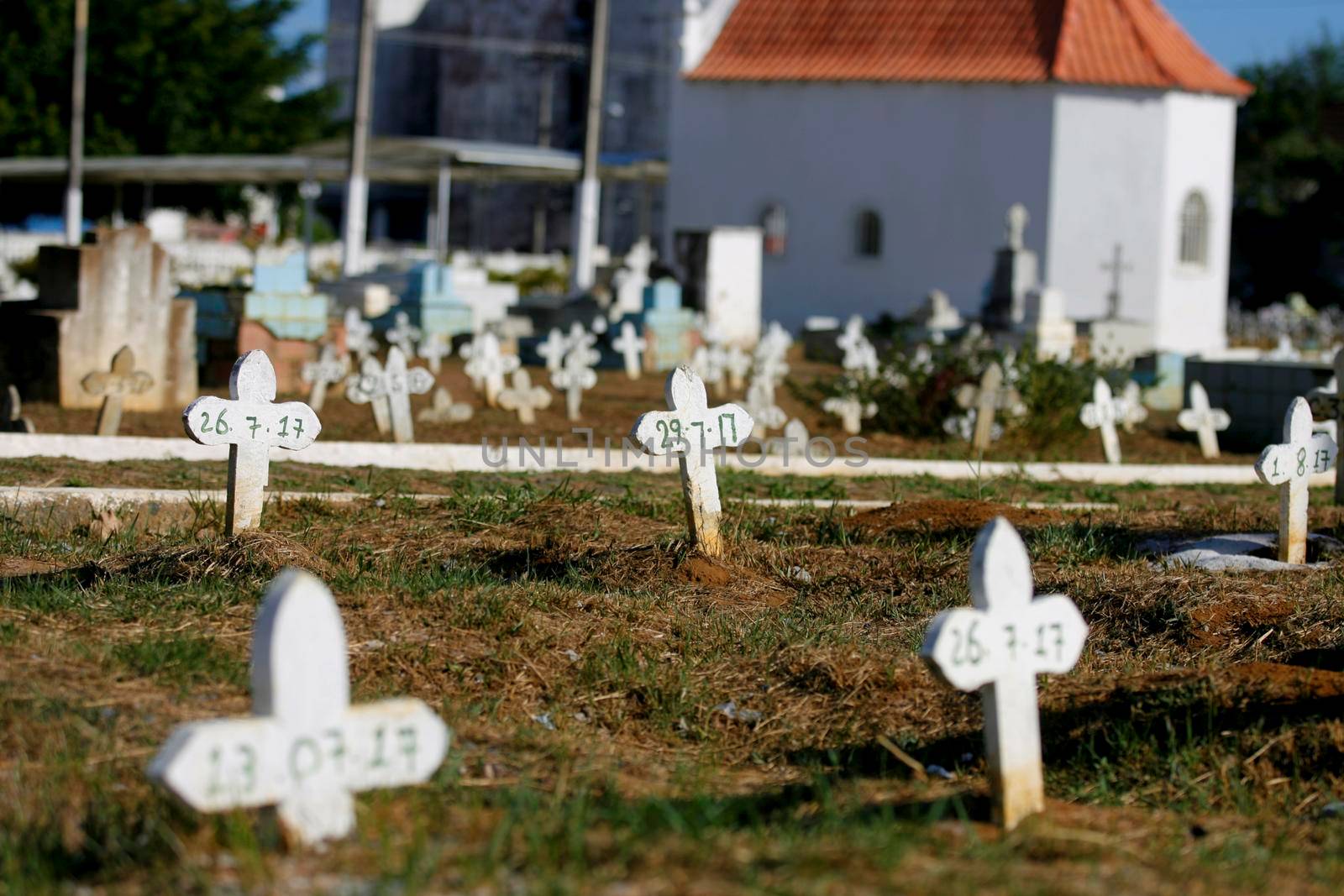 salvador, bahia / brazil - march 1, 2018: graves are seen in the municipal cemetery of the Brotas neighborhood in the city of Salvador.


