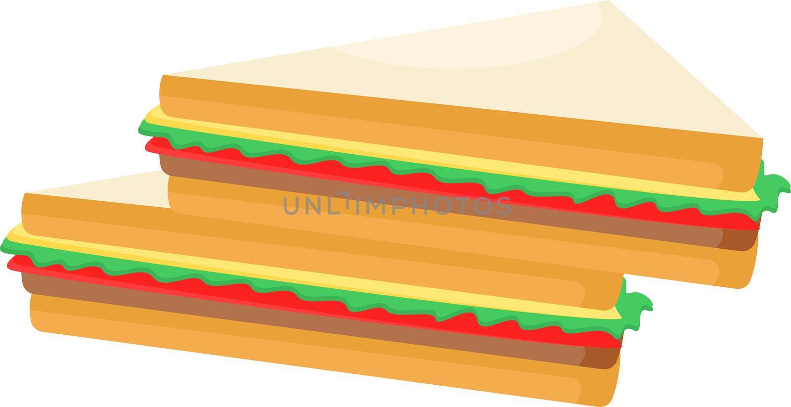 Triangle sandwich, illustration, vector on white background. by Morphart