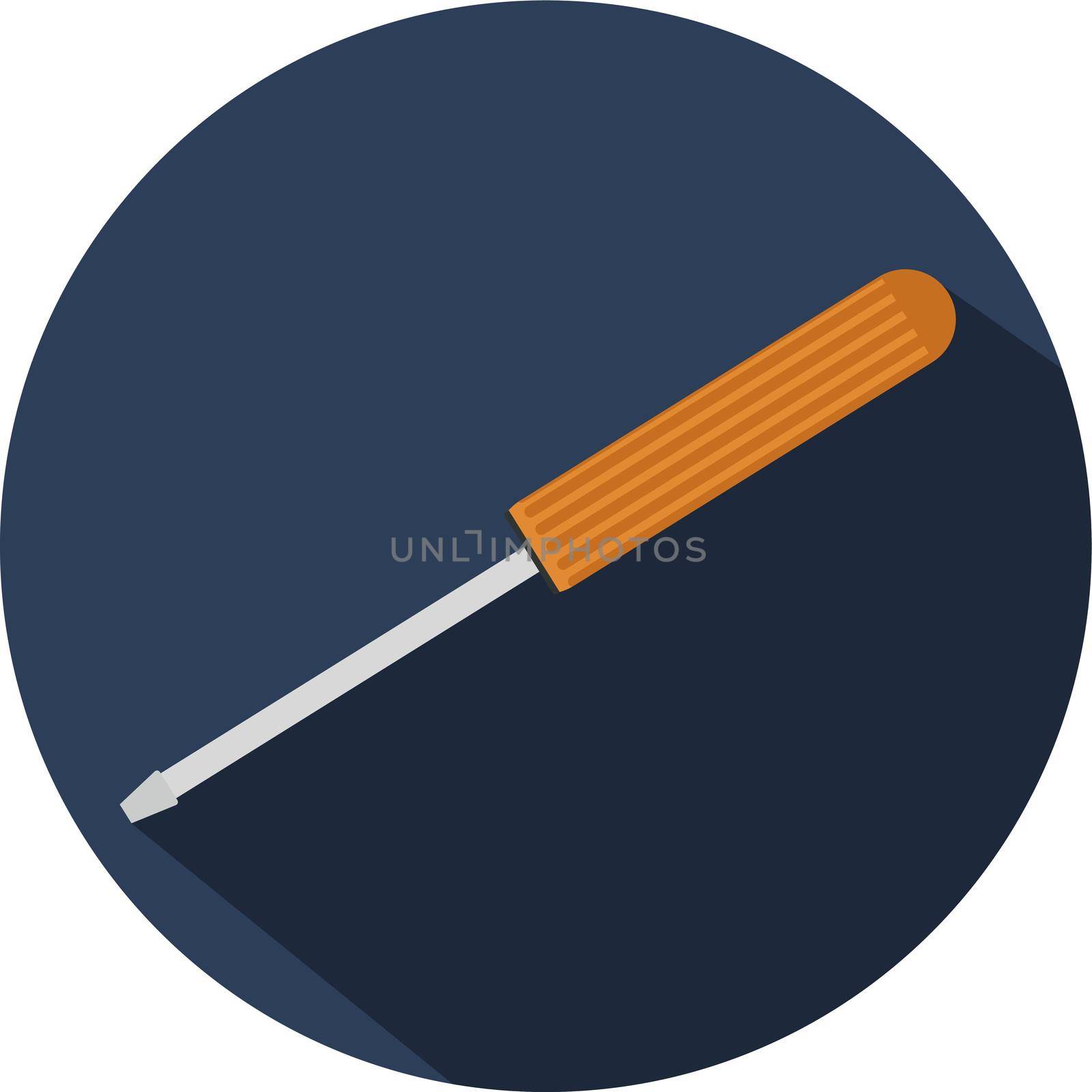 Orange screwdriver, illustration, vector on white background.