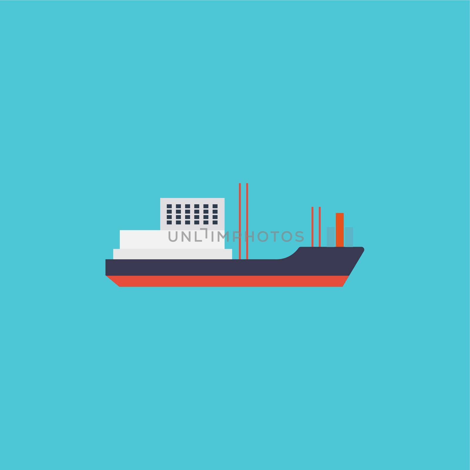Ship on the sea, illustration, vector on white background. by Morphart