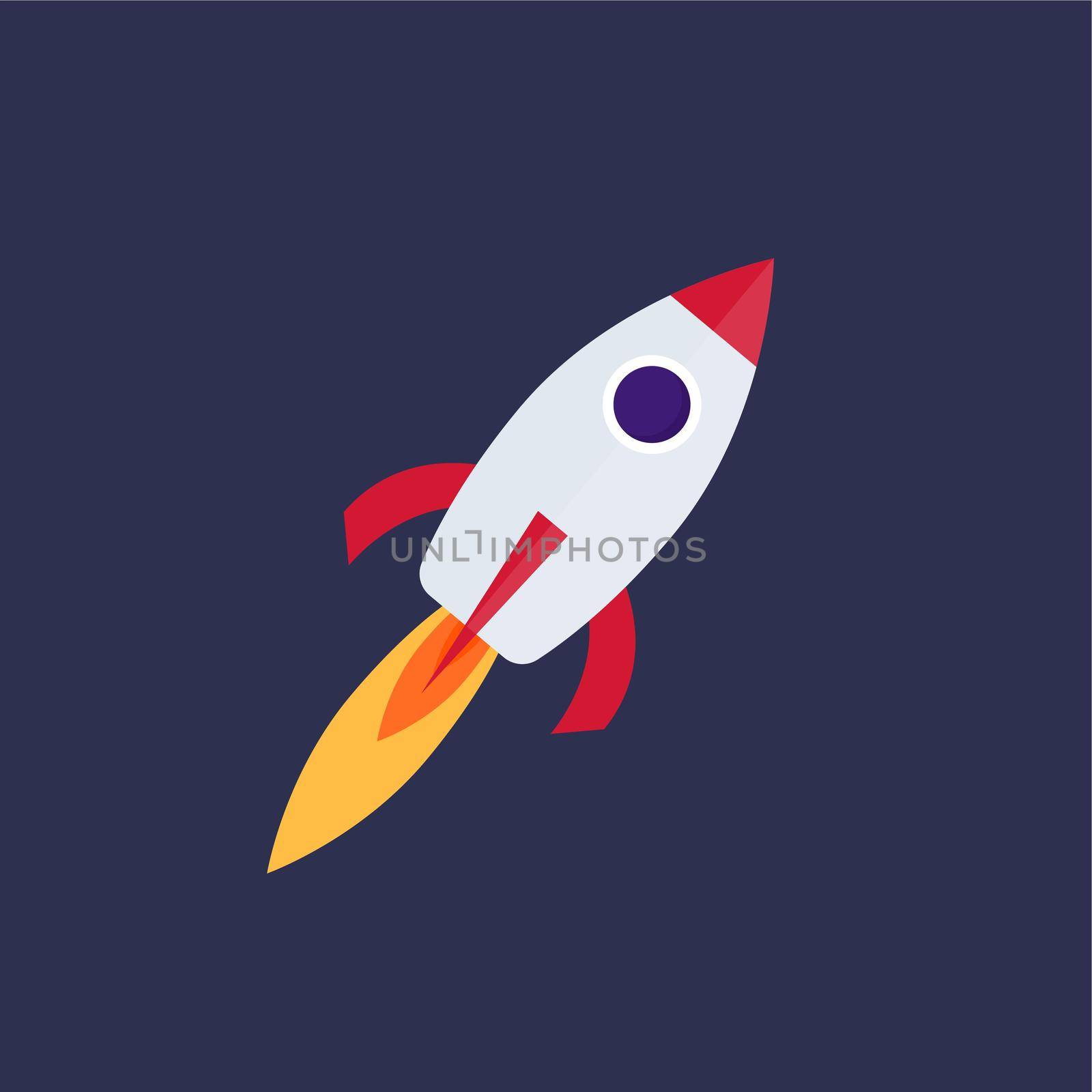 Rocket in space, illustration, vector on white background. by Morphart