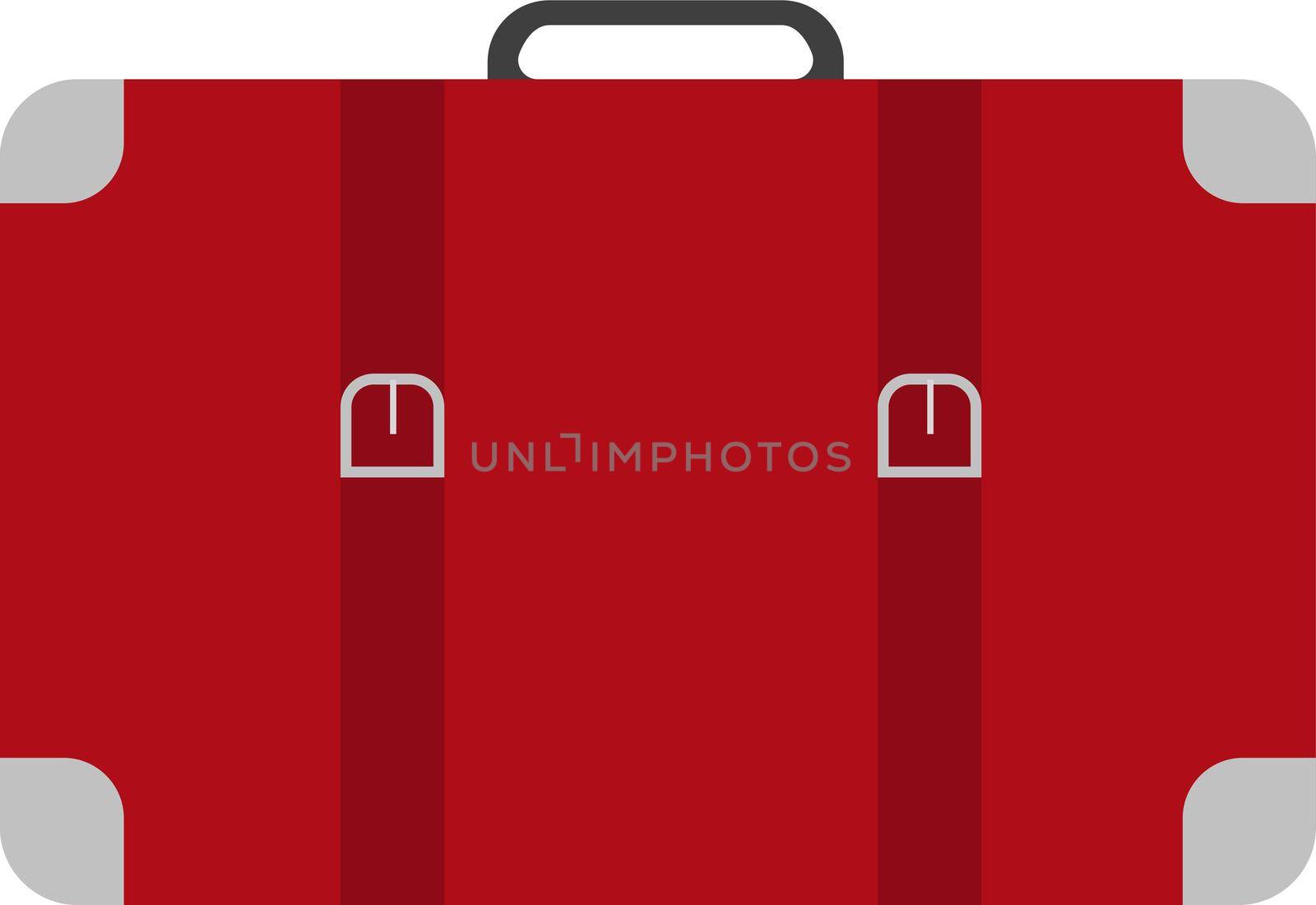 Red traveling bag, illustration, vector on white background. by Morphart